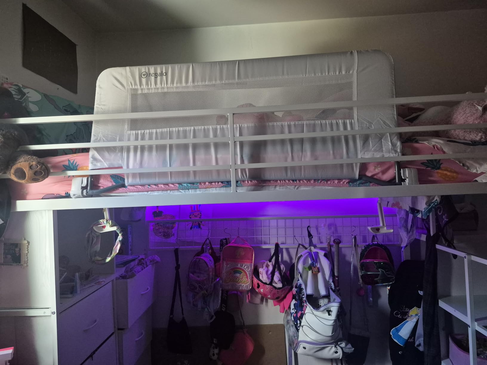 ADORNEVE Twin Size Loft Bed with Storage Stairs, 8 Drawers, Metal Kids Loft Bed Twin with LED Lights, Power Outlet, Shelves and Wardrobe, 13