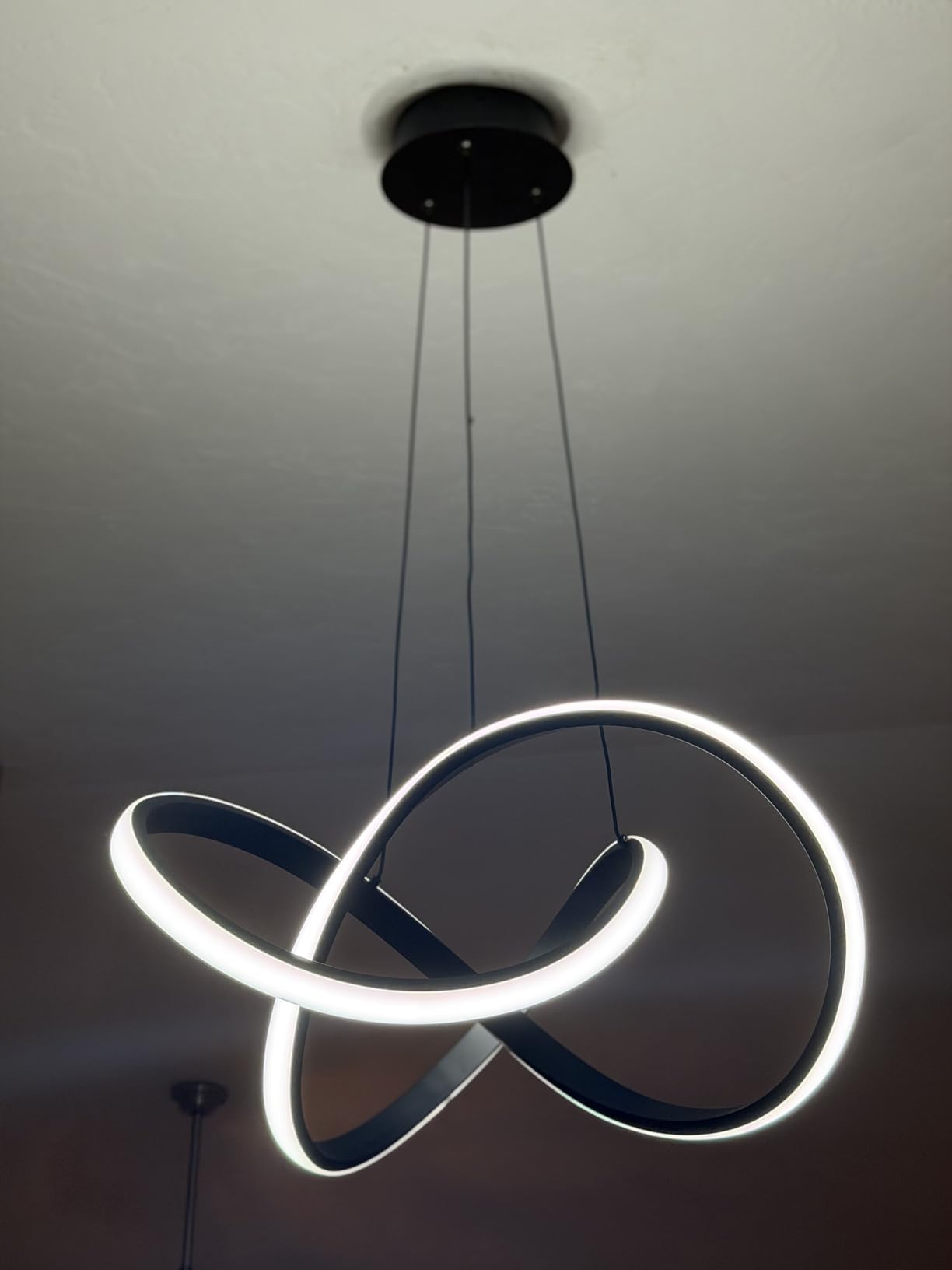 MAYNA Modern LED Chandelier for Dining Room, Dimmable LED Pendant Light with Remote, Irregular Infinity Light Fixture for Kitchen Island, 3 Color Changeable Chandelier, Chrome 19.7 inch customer photo 1