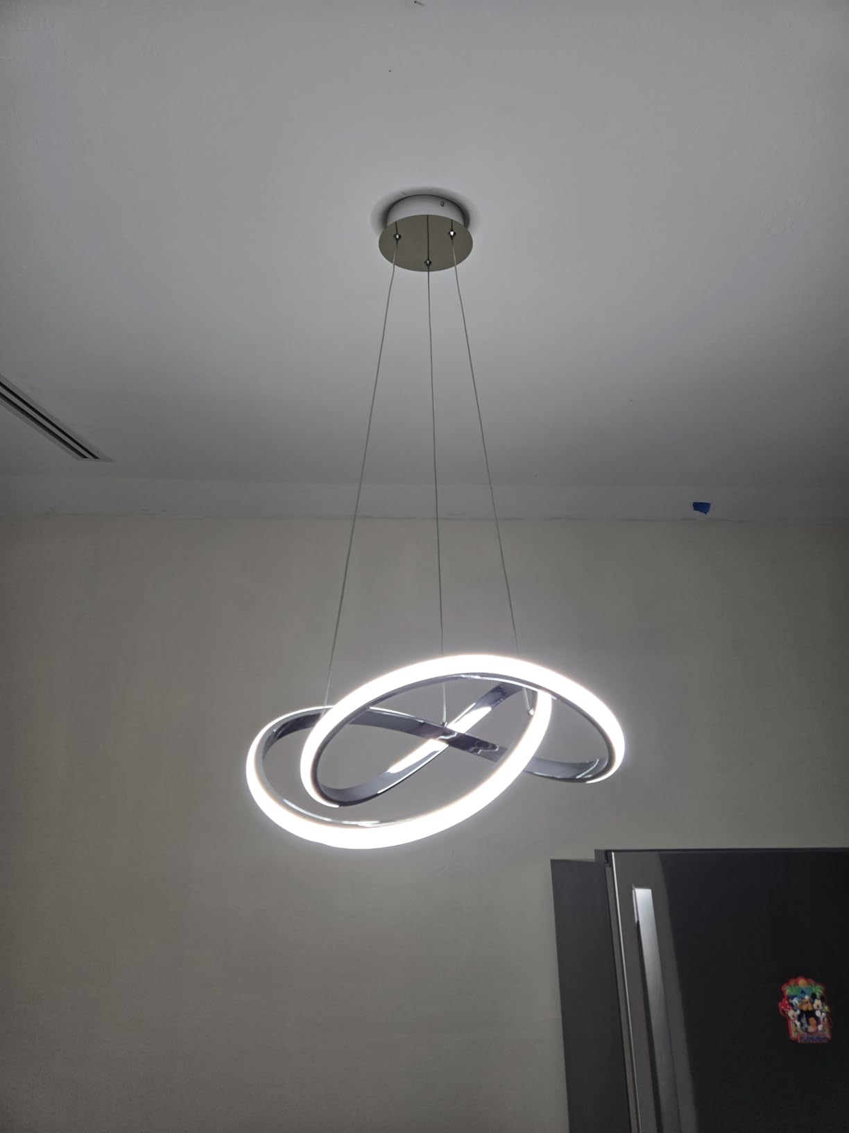 MAYNA Modern LED Chandelier for Dining Room, Dimmable LED Pendant Light with Remote, Irregular Infinity Light Fixture for Kitchen Island, 3 Color Changeable Chandelier, Chrome 19.7 inch customer photo 2