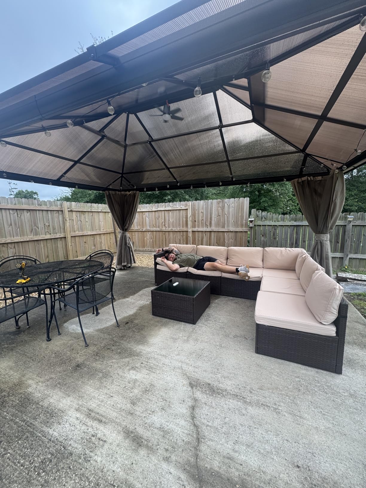 Pamapic 7 Piece Outdoor Sectional Sofa Set, All-Weather Patio Furniture with Washable Cushions, Waterproof Brown Rattan Wicker Conversation Set for Backyard, Poolside, Gray Cushion customer photo 2