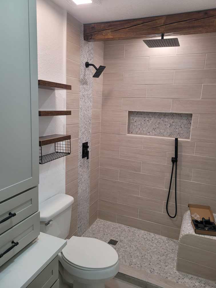 Rain Shower System Matte Black Shower Faucet Set, Dual Rainfall Shower Head Set with 2 in 1 Handheld Spray, Wall Mounted Bathroom 12-inch & 6-inch Square Showerheads with Valve, Matte Black customer photo 2