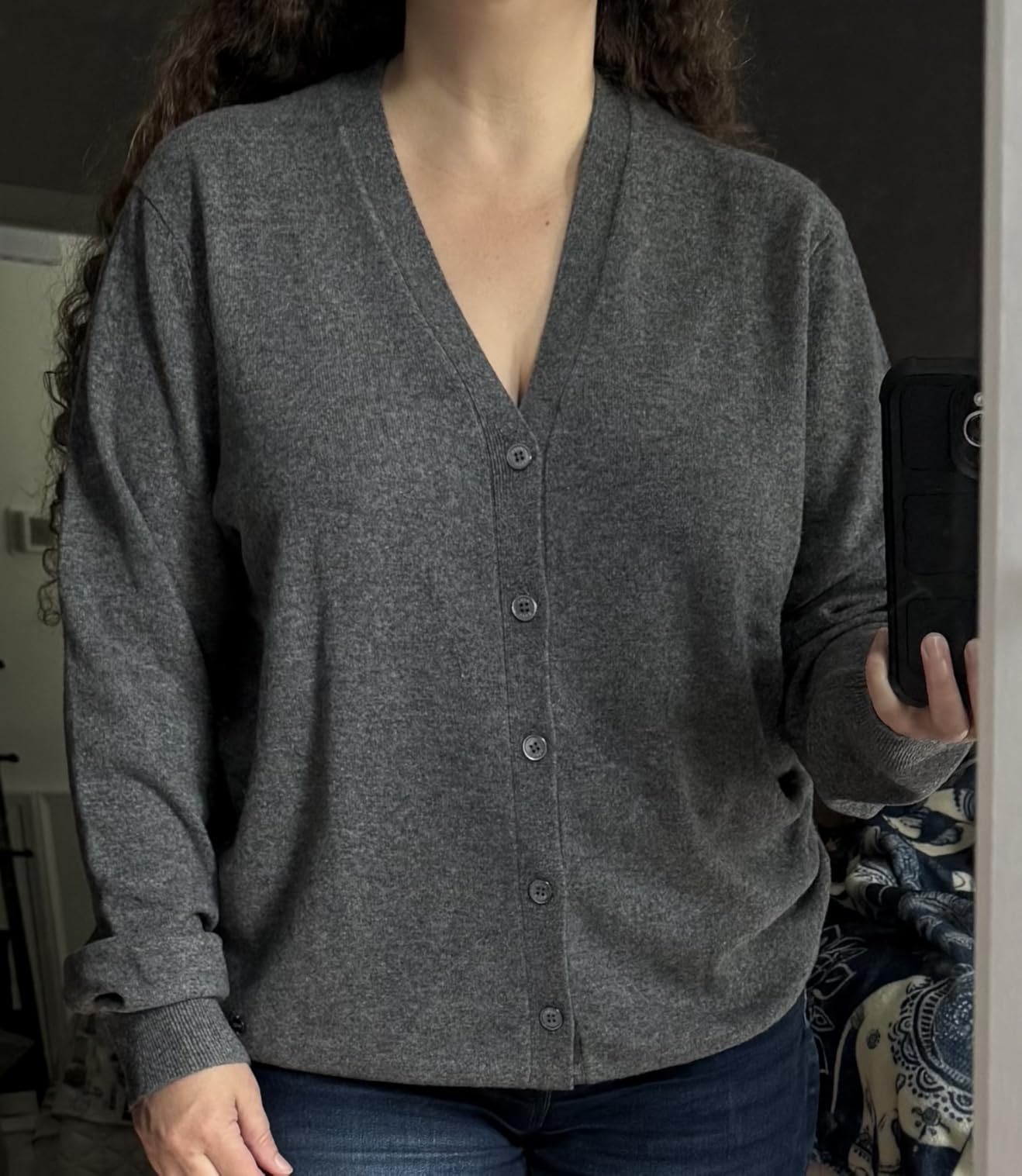 KVSS Men's Machine Washable 100% Pure Cashmere V-Neck Cardigan, Button Down Sweater for Mens customer photo 3