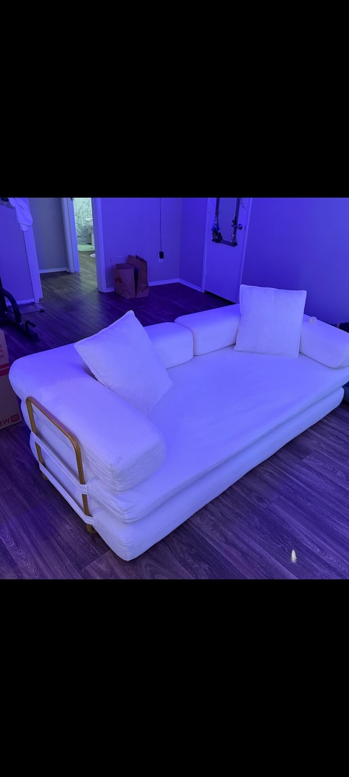 HANXIN 78 Inch Convertible Sleeper Sofa Bed, Folding Floor Mattress Couch with Fixed-Shape Frame, Futon Boneless Couch Lounge Loveseat with Pull Out Bed, No Assembly Required (Beige) customer photo 2