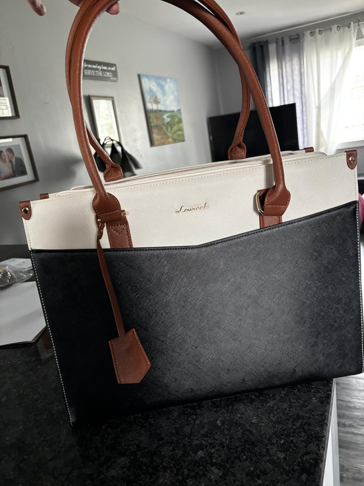 Laptop Bag for Women, 2-in-1 Tote Purse with Clutch & Cup Holder, Waterproof Briefcase for Work Travel customer photo 1
