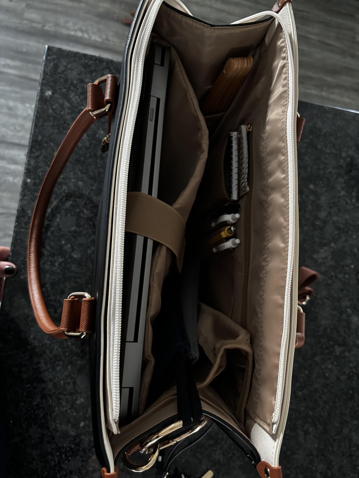 Laptop Bag for Women, 2-in-1 Tote Purse with Clutch & Cup Holder, Waterproof Briefcase for Work Travel customer photo 2