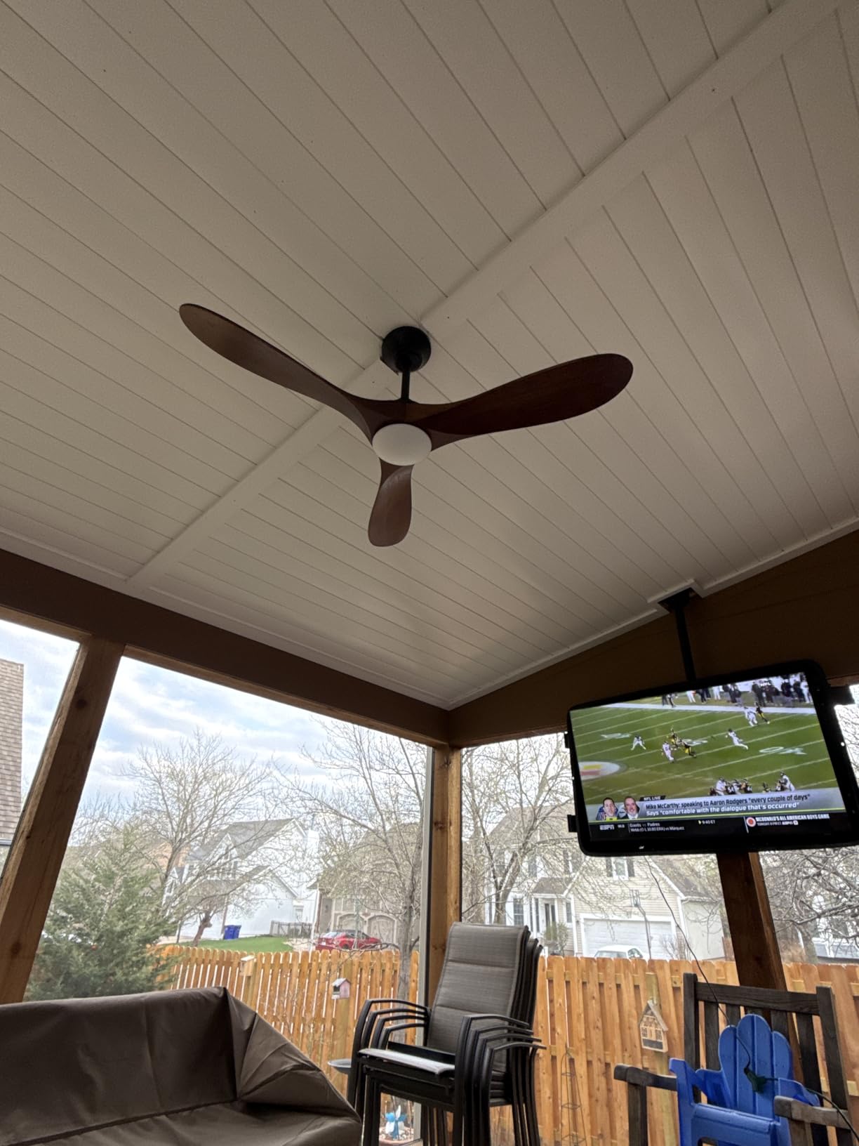 60 inch Outdoor Ceiling Fan with Light-Glass Lamp, 3 blade Wood Propeller Ceiling Fans with Lights and Remote Control for Patios, Exterior Damp Rated High CFM Ceiling Fans Modern Smart APP customer photo 1