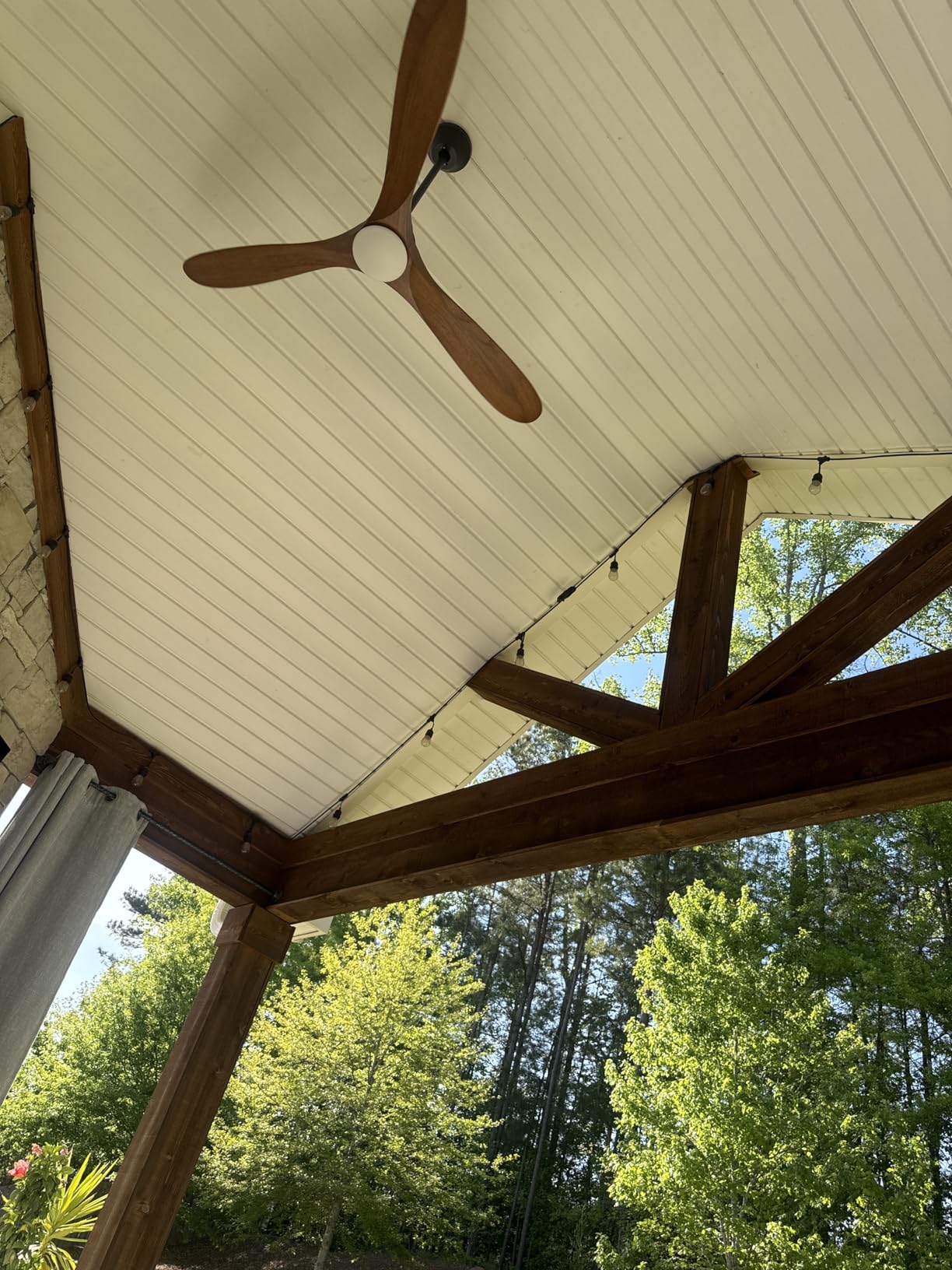 60 inch Outdoor Ceiling Fan with Light-Glass Lamp, 3 blade Wood Propeller Ceiling Fans with Lights and Remote Control for Patios, Exterior Damp Rated High CFM Ceiling Fans Modern Smart APP customer photo 2