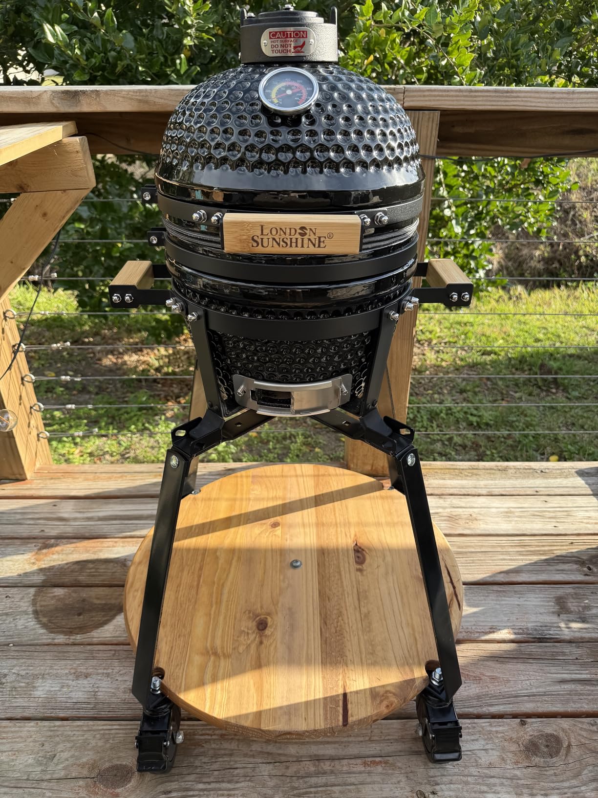 Upgraded 13 inch Ceramic Kamado Grill with Waterproof Air Vent Cap, Portable Tabletop Charcoal BBQ Grill Smoker for Outdoor Cooking, Patio, Camping, Green customer photo 1
