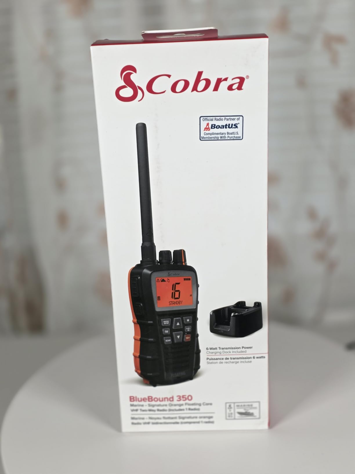 Cobra BlueBound 350 VHF Handheld Marine Radio - Black - 6-Watt, Floating, Long Range, NOAA Weather Alerts, International Functionality, IPX7 Waterproof, USB-C, Submersible, LCD Screen, Belt Clip customer photo 2