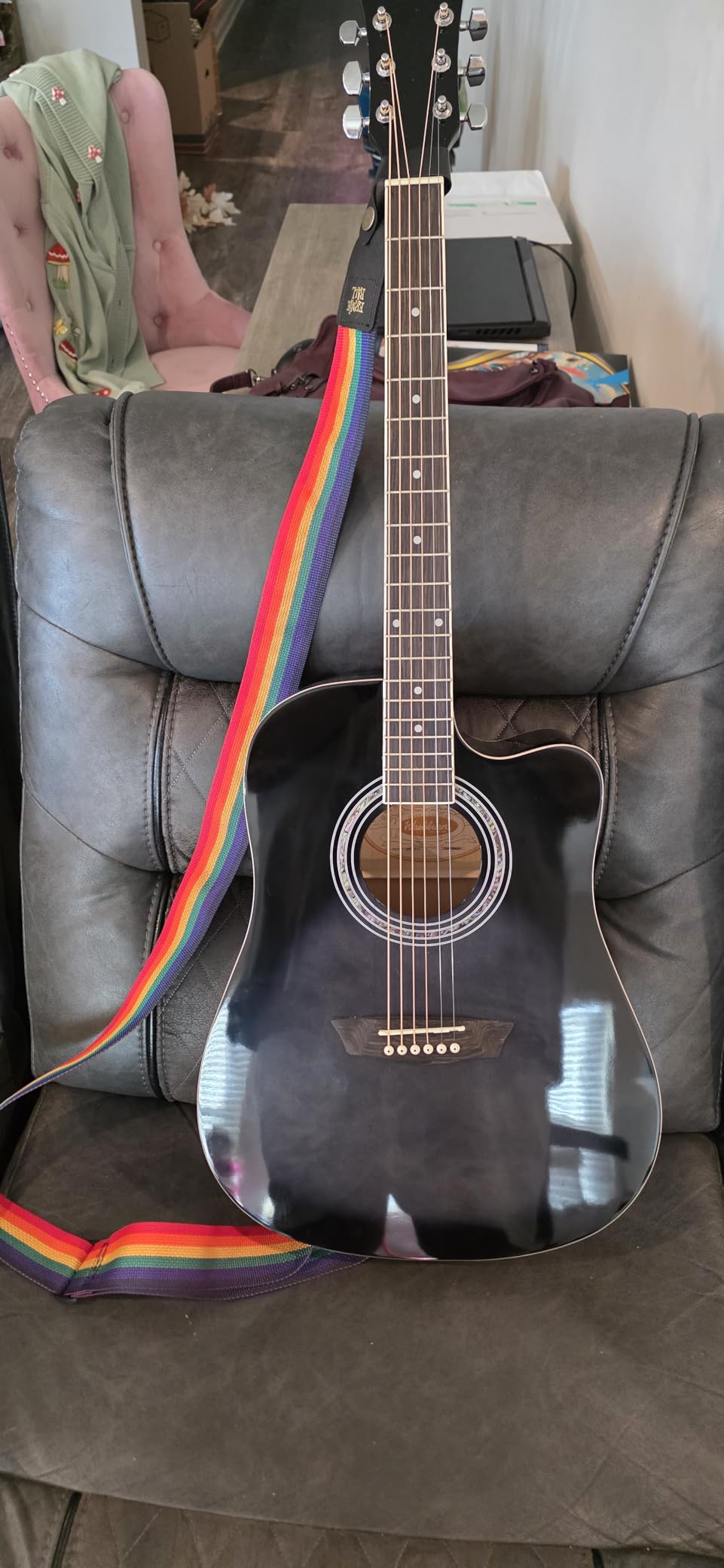 Washburn WA90CE Acoustic-Electric Guitar Kit - Dreadnought Cutaway, Built-In Tuner, Okoume Body customer photo 2
