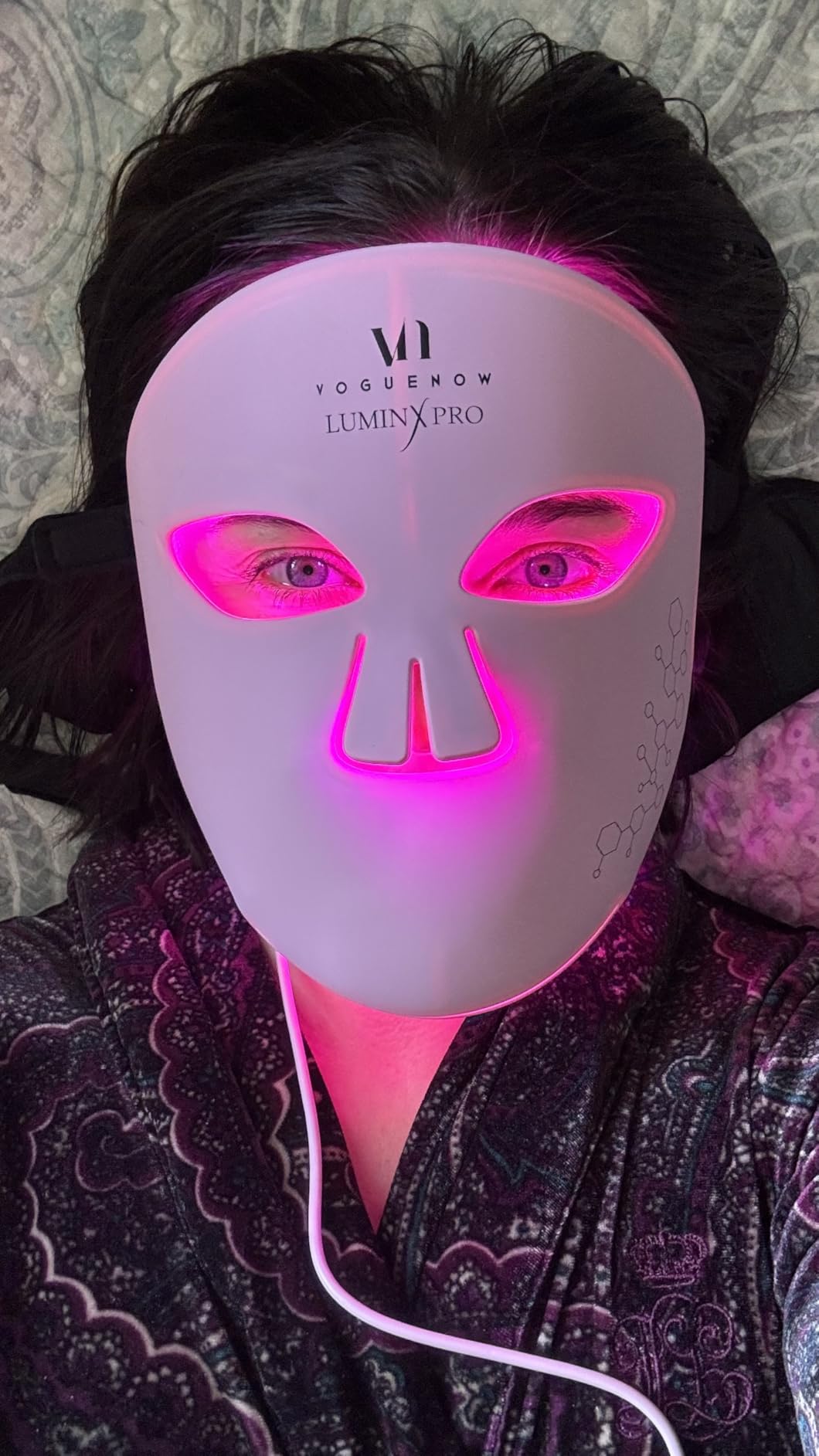 VogueNow LED Light Therapy Mask - FDA-Cleared Device for Wrinkles & Acne - Red Light Therapy for Face with Chin & Lip Coverage - Red, Blue & Near Infrared Facial Skincare - Mothers Day Gifts for Mom customer photo 2