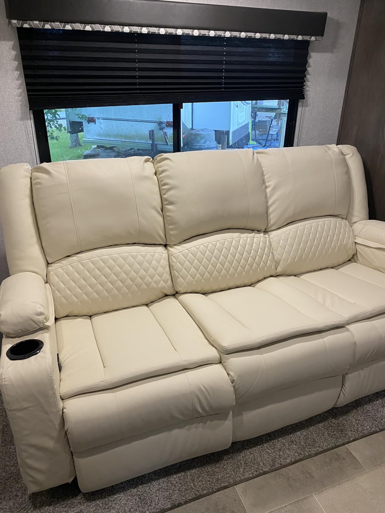 Loveseat Recliner Sofa, Power Reclining Loveseat Sofa RV Couch with Removable Armrest and Remote Control, Wall Hugger Home Theater Seating with 2-Tier Cushions, Storage & USB Ports, Grey customer photo 1