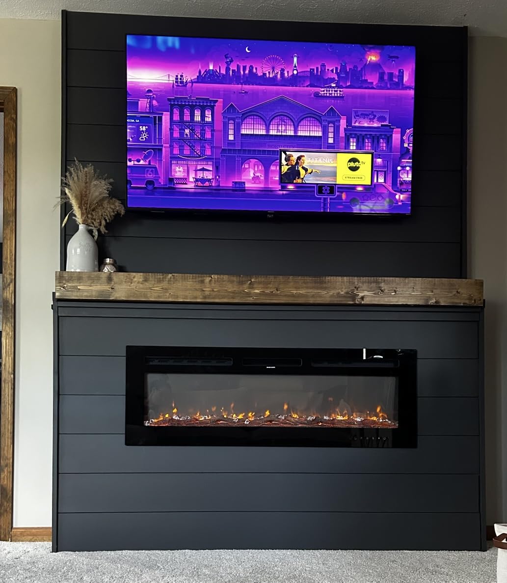 EUHOMY 60 Inch Electric Fireplace Recessed Wall Mounted with Remote Control, Fireplace Heater with Adjustable Flame Color, Linear Fireplace with Timer, Log & Crystal, 750/1500W (2026 Upgrade) customer photo 1