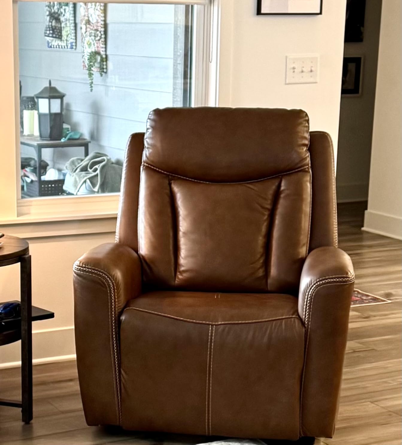 CHITA Genuine Leather Power Recliner Chair for Adults, Super Zero Gravity Recliner with Adjustable Power Headrest & USB/Type-C Ports, for Living Room, Bedroom & Home Theater, Light Gray customer photo 2