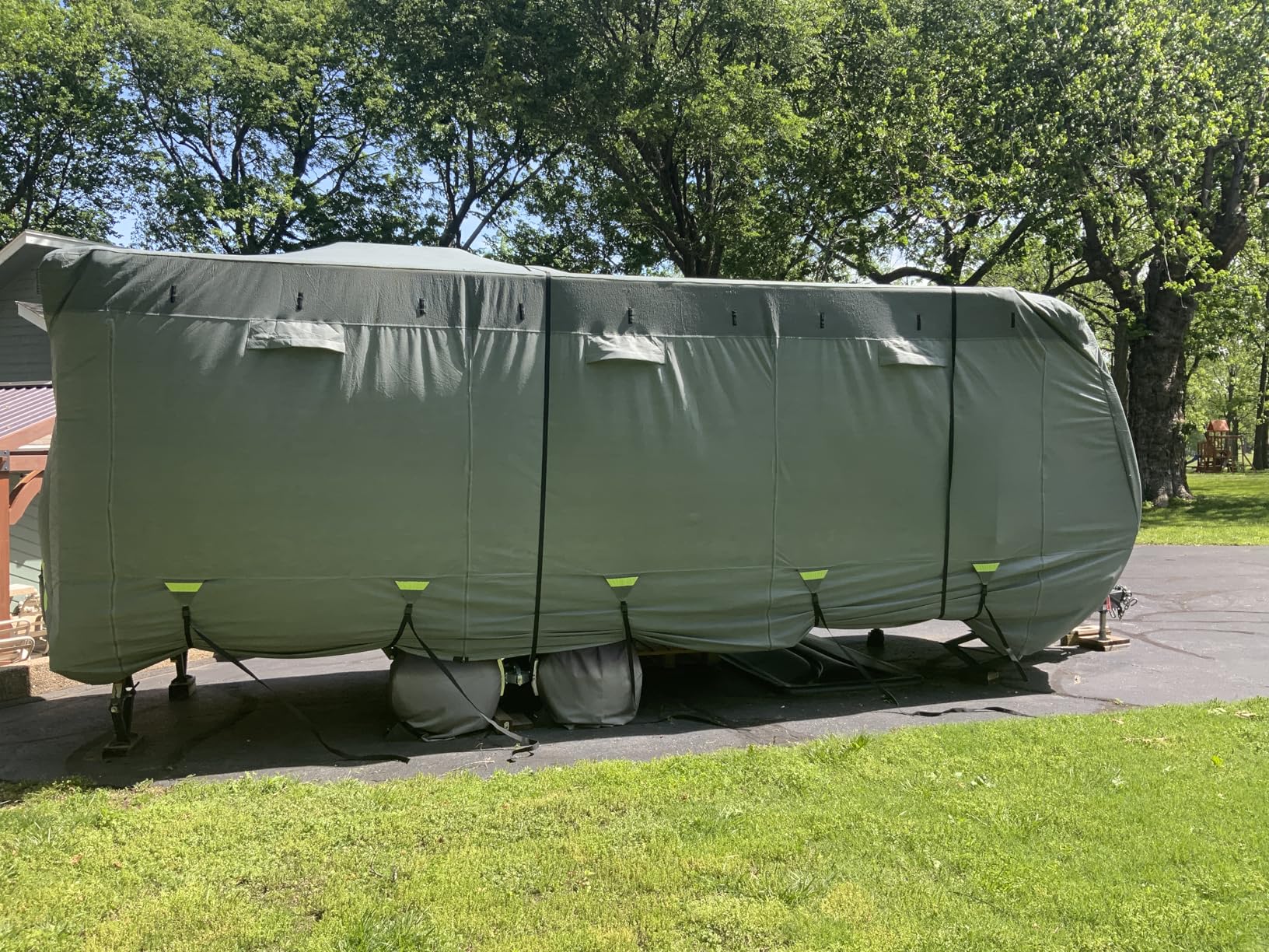 Heavy Duty 8 Layers RV Cover 30-33ft, Rip-Stop Motorhome Camper Cover with Windproof Straps, Gutter & Tongue Jack Covers, Utility Travel Trailer Cover for All Weather Protection customer photo 1