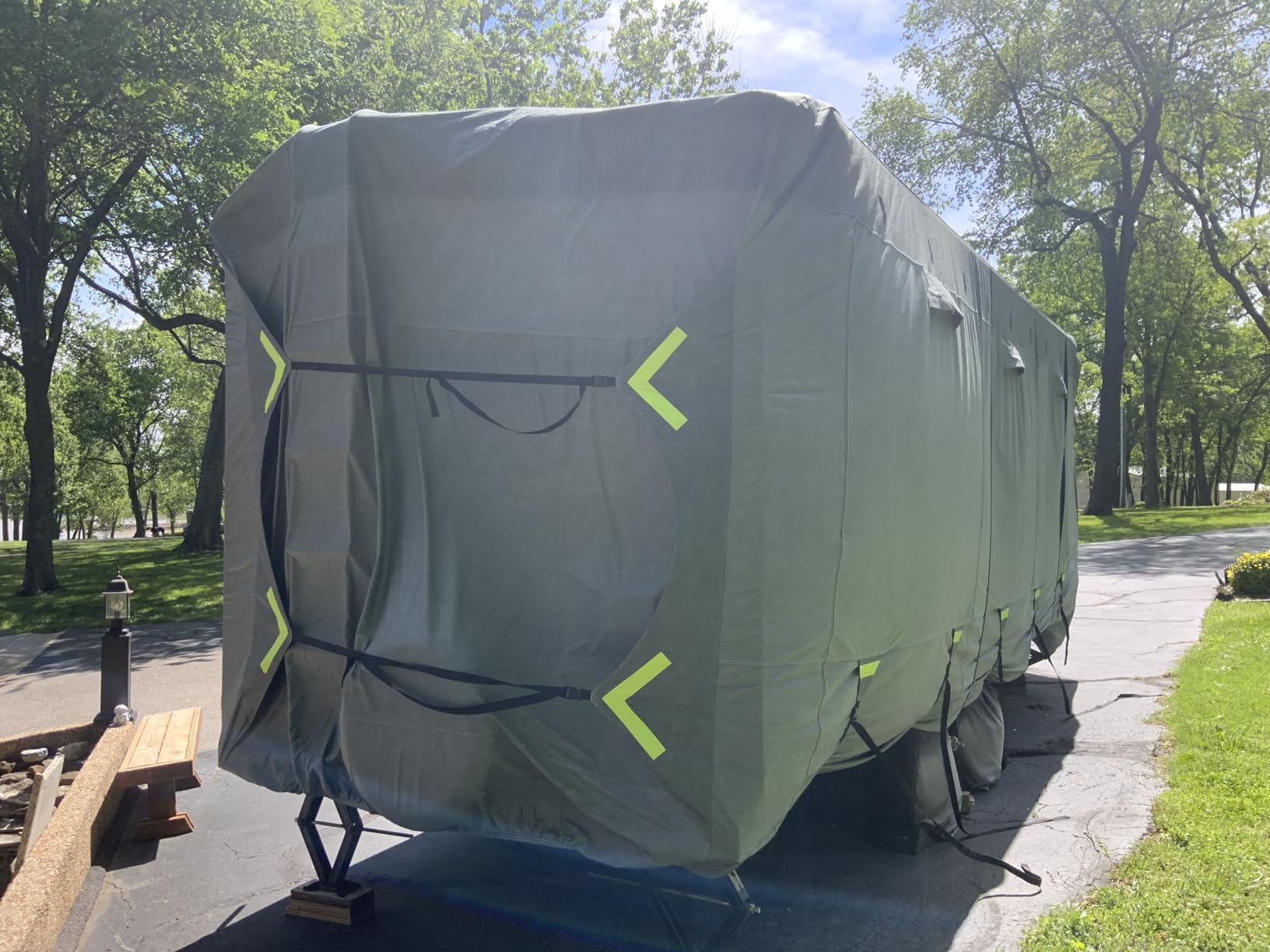 Heavy Duty 8 Layers RV Cover 30-33ft, Rip-Stop Motorhome Camper Cover with Windproof Straps, Gutter & Tongue Jack Covers, Utility Travel Trailer Cover for All Weather Protection customer photo 2