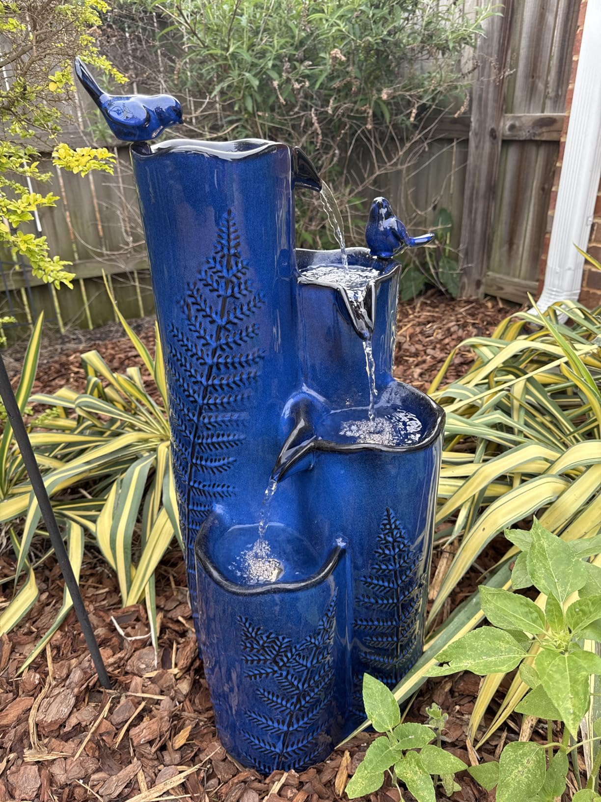 Faux Rattan Vase Water Fountain Outdoor with LED Lights, 5-Tier Polyresin Cascading Waterfall Feature, Tranquil Oasis for Garden, Patio, Yard, or Porch customer photo 2