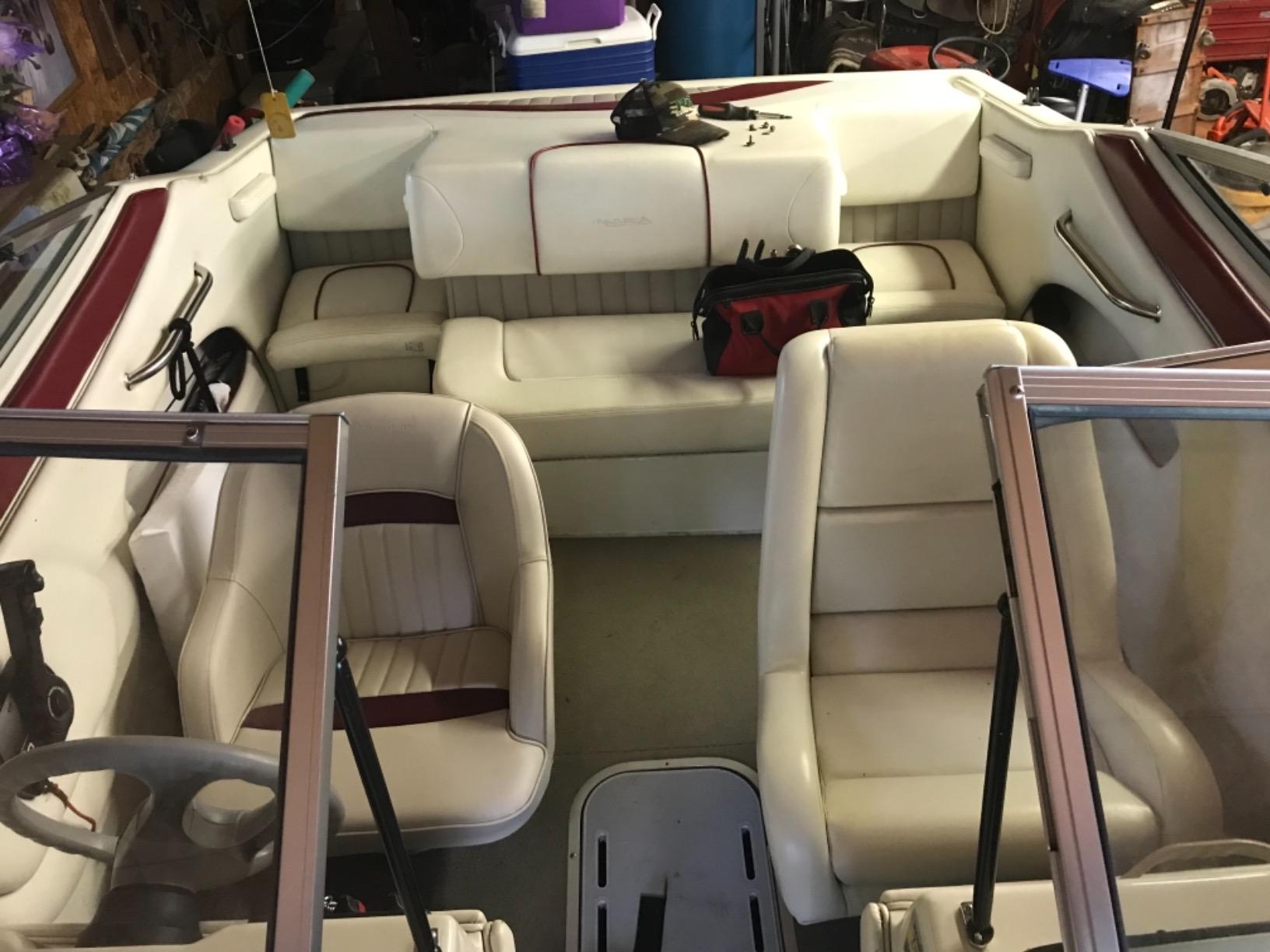 Seamander Pontoon Captains Bucket Boat Seat, 19.7H x 22.2L x 21.7D inches, Injection Molded Plastic Frame, Plush Foam Padding, Marine Grade Vinyl, 5x5 or 5x12 inch Mounting Pattern (Tan) customer photo 1