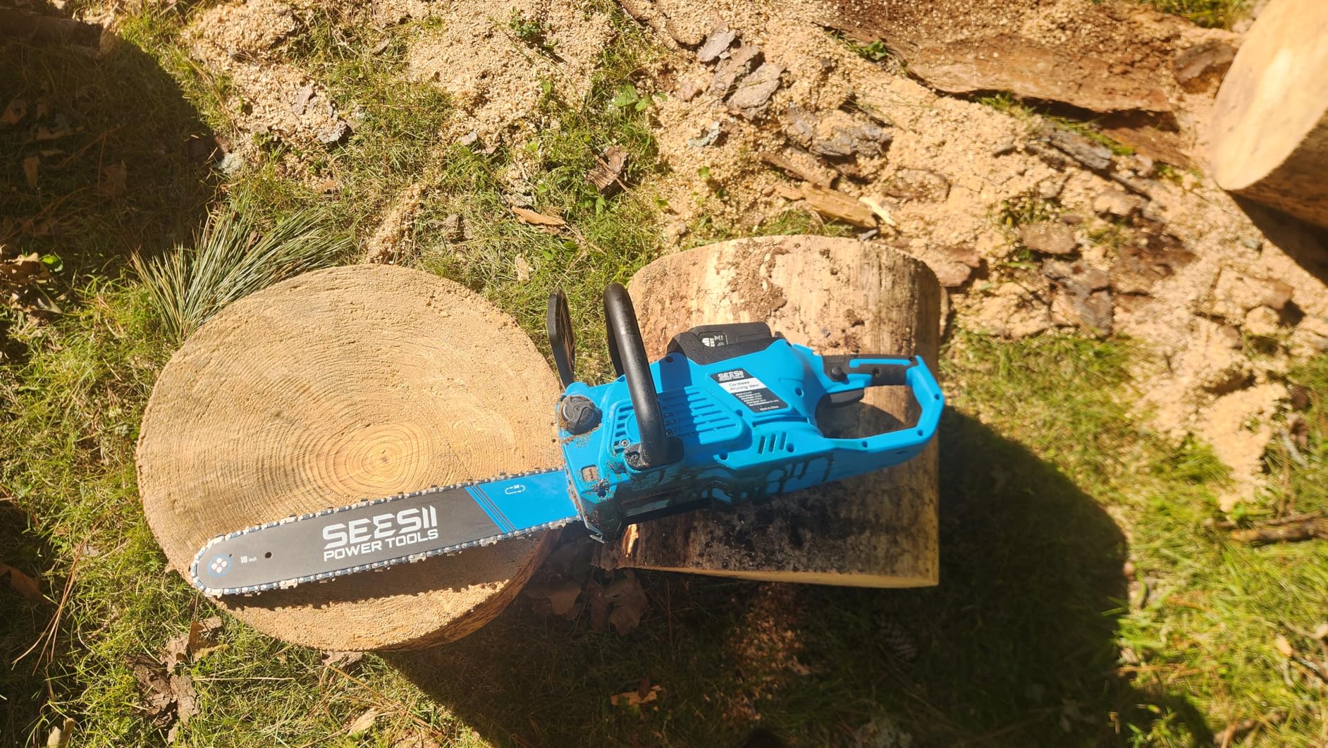 SEESII 40V 18-Inch Electric Chainsaw: Cordless Chainsaw with 2 x 5.0Ah Batteries & Fast Chargers, 2200W Brushless Battery Powered Chain Saw, Auto-Oiling for Tree Felling and Wood Cutting customer photo 2