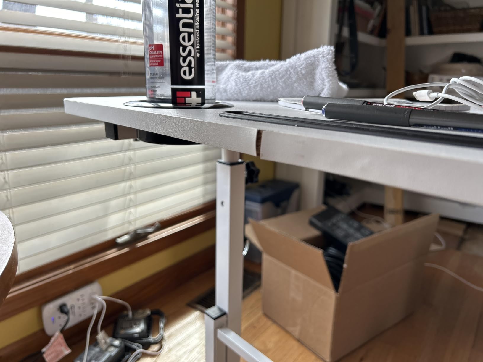 Furmax Small Portable Standing Desk Adjustable Height, Mobile Stand Laptop Computer Workstation with Lockable Wheels for Walking Pad Treadmill (White) customer photo 1