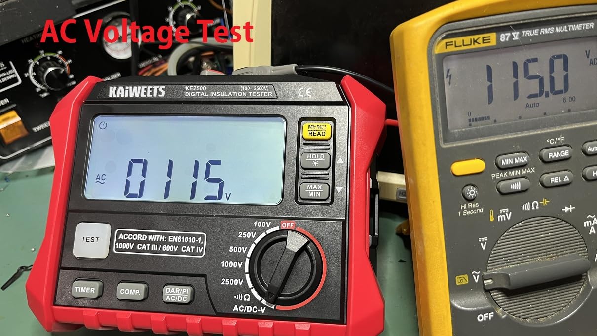 KAIWEETS Insulation Resistance Tester, Up to 200GΩ, Pro Megohmmeter, 5 Range 100V/250V/500V/1000V/2500V, One-Toch DAR/PI, Max/Min, Measures Resistance, AC/DC Voltage for HVAC, Motors, Solar, KE2500 customer photo 1