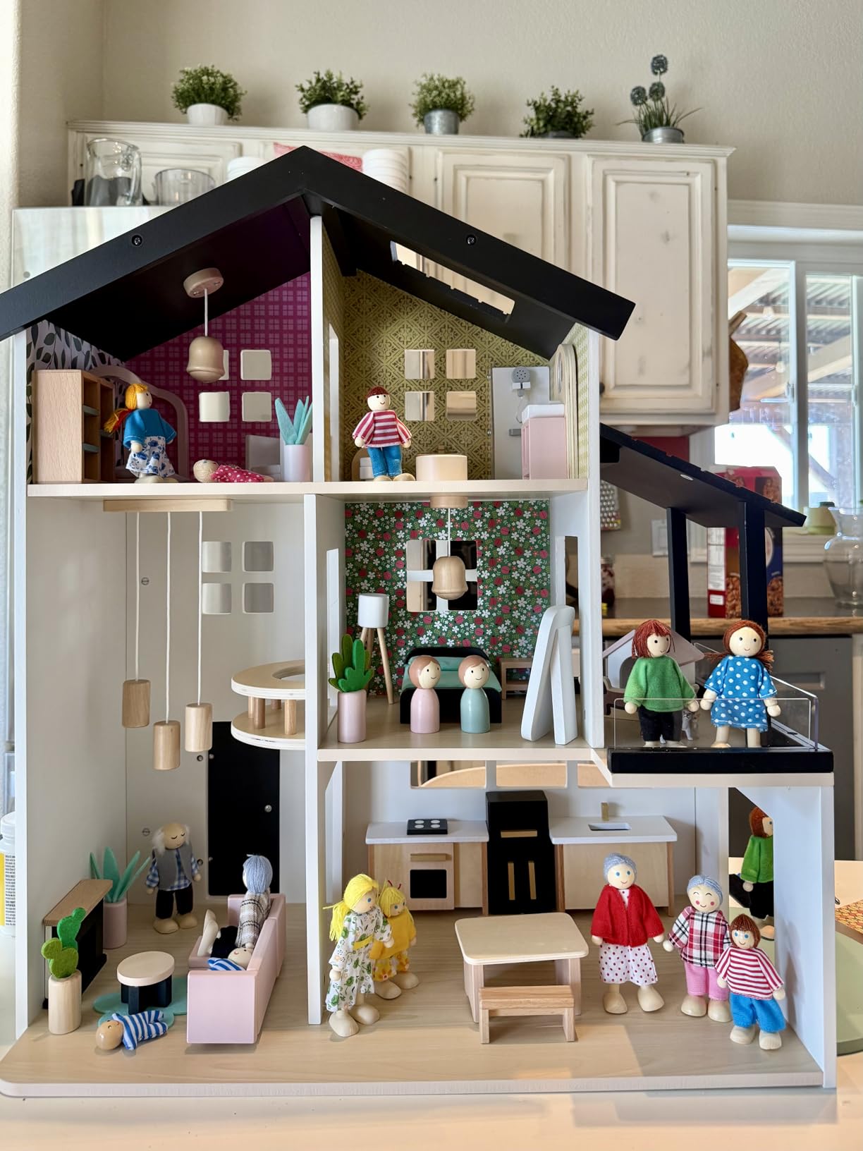 Best Choice Products Pretend Play Wooden Doll House with 40 Interactive Accessories, 3-Story Modern Toy Dollhouse Playset with 6 Rooms for Kids - White customer photo 2