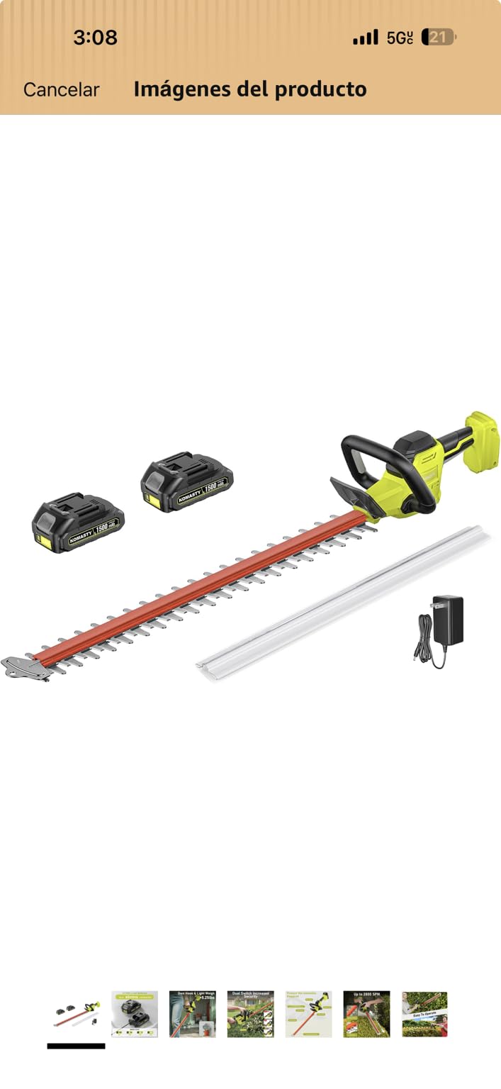 22 inch Hedge Trimmer Cordless with 2 Battery and Charger, 20V Handheld Electric Hedge Trimmer with Dual-Action Blades, Lightweight Bush Trimmer for Garden Yard Tools customer photo 2