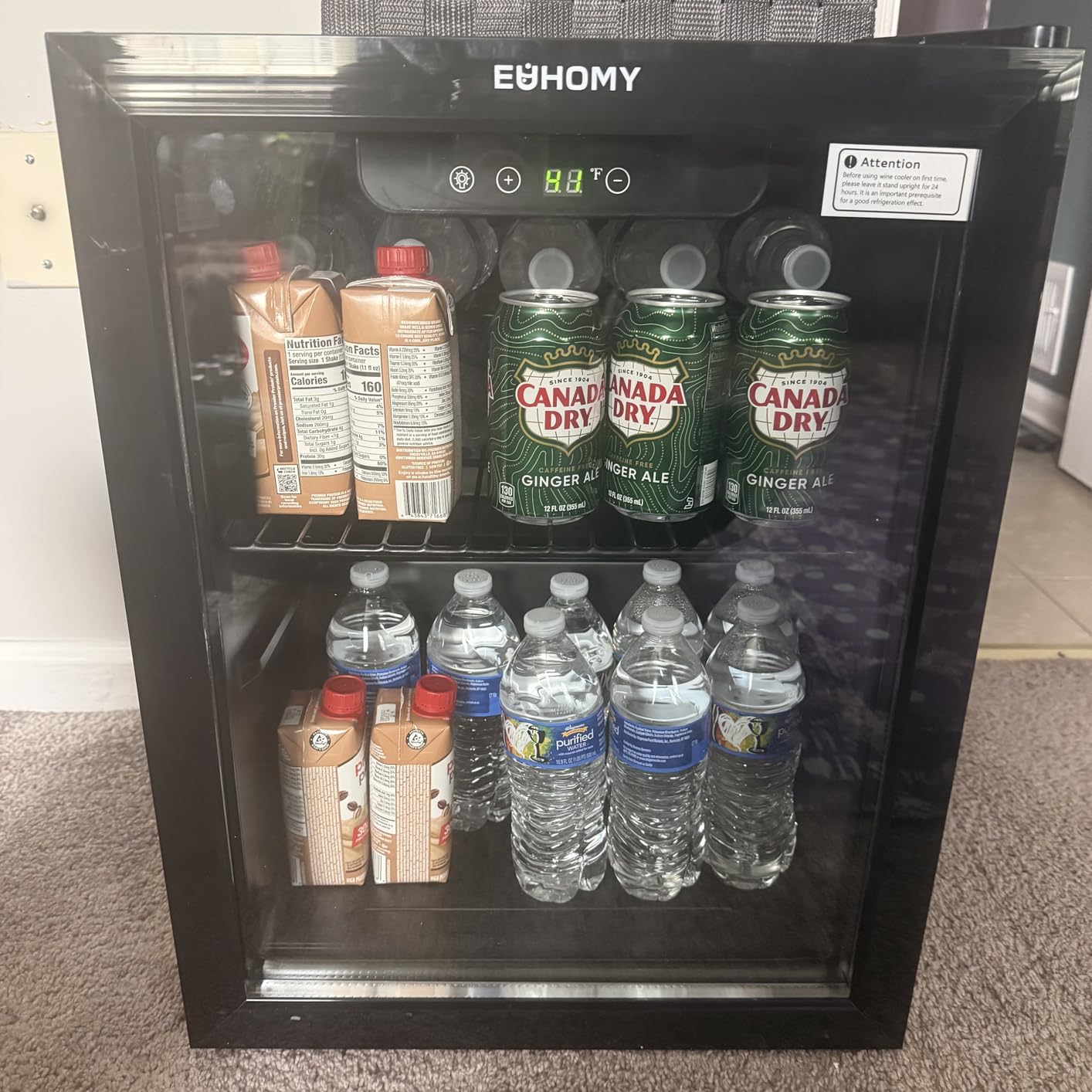 EUHOMY Mini Fridge 130 Can Beverage Refrigerator Cooler Glass Door for Soda Wine Beer, Beverage Cooler for Home, Bar, Office with Digital Temperature Control Adjustable Shelves, 3.2 Cu.Ft, Silver customer photo 1