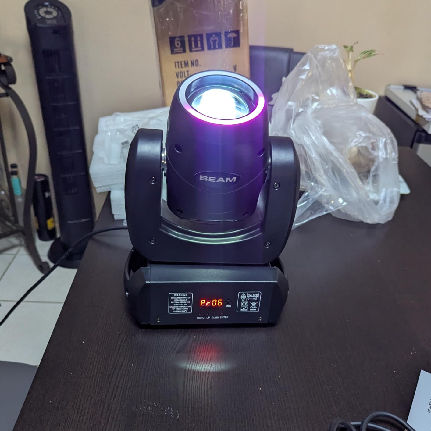 MINGJIE Moving Head Light, 120W Professional DJ Led Stage Light Beam Spotlight 110000Lux with 8 Gobos 8 Colors, DMX512 & Sound Activated,Remote Control for Club Disco Party Bar, Show (1PC) customer photo 2