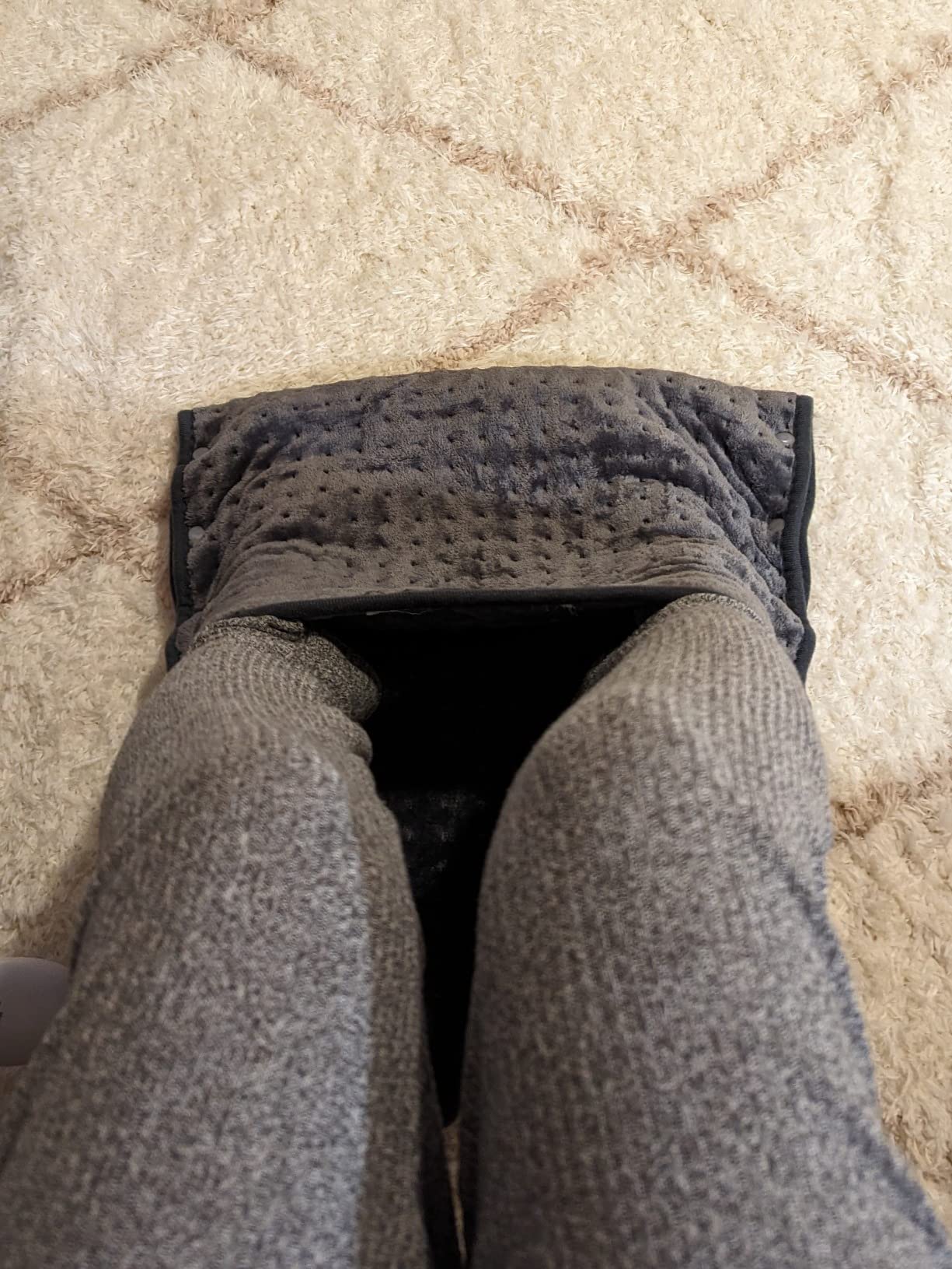 Double Sided Electric Foot Warmer with LCD Display & Machine Washable, Electric Feet Heating Pad with Non-Slip for Under Desk,Bed,Office,Home,Blue,20''*20'' customer photo 2