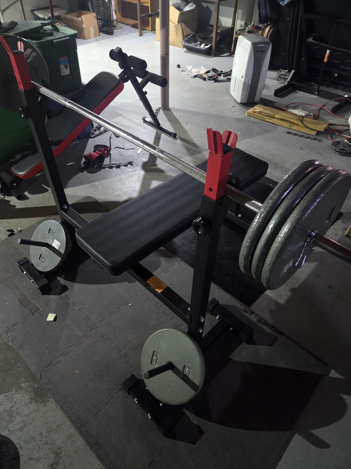 Bench Press, CANPA Olympic Weight Bench with Squat Rack Workout Bench Adjustable Barbell Rack Stand Strength Training Home Gym Multi-Function customer photo 1