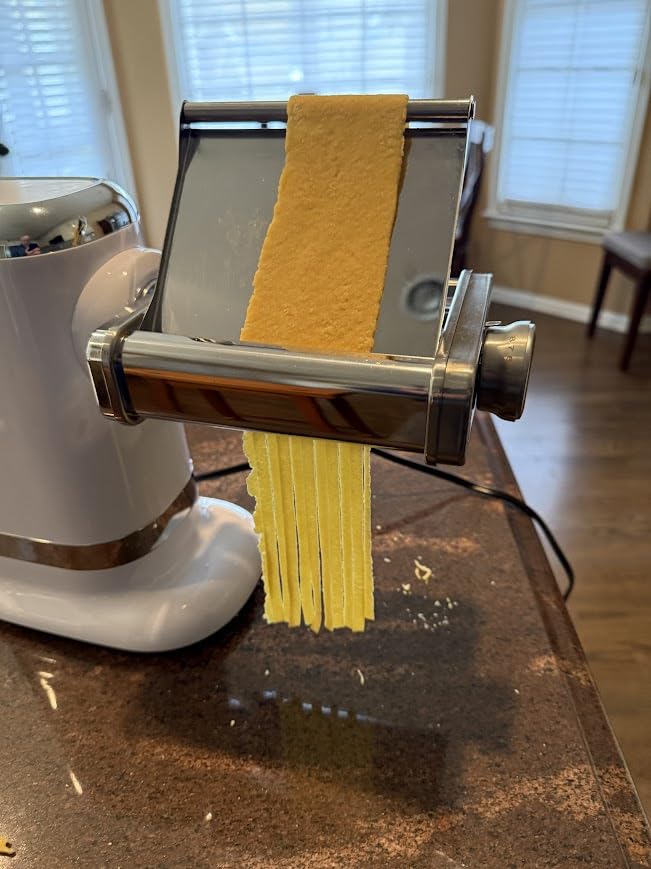 GVODE Electric Pasta Maker - 3-in-1 All Metal Pasta Sheet Roller & Cutter Set 700W Max Motor, includes Fettuccine & Spaghetti Maker with Cleaning Brush and Roller Guider, Stainless Steel Silver customer photo 2