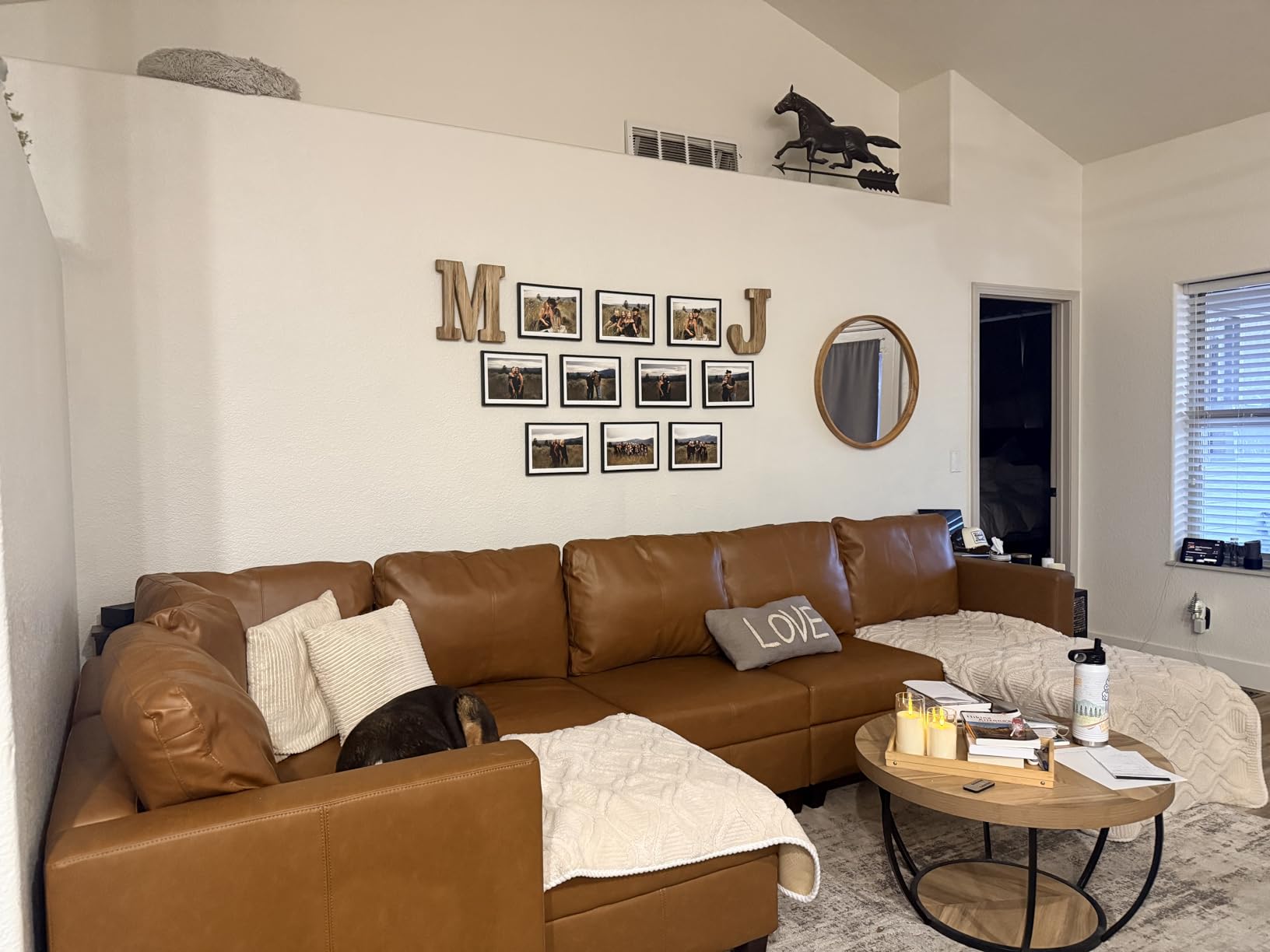 EASE MOOSE Leather Modular Sectional Couch Sofa with Storage Ottomans, Faux Leather Sectional Sofa Brown U Shaped Modular Couch customer photo 2