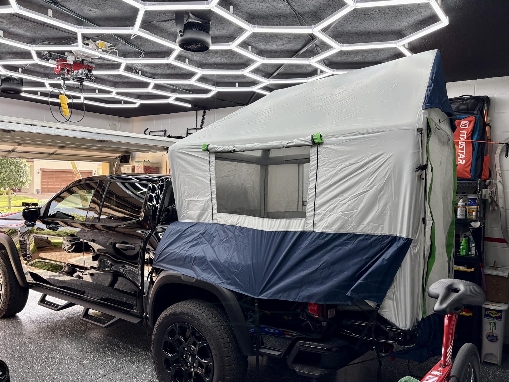 Truck Bed Tent 5.5ft-8ft Easy Set up Inflatable Pickup Truck Tent with Pump for Camping PU 3000mm Waterproof Dual-use Pickup Tent or Camping Tent for 2 Person Double Layer Mesh Window & Door customer photo 2