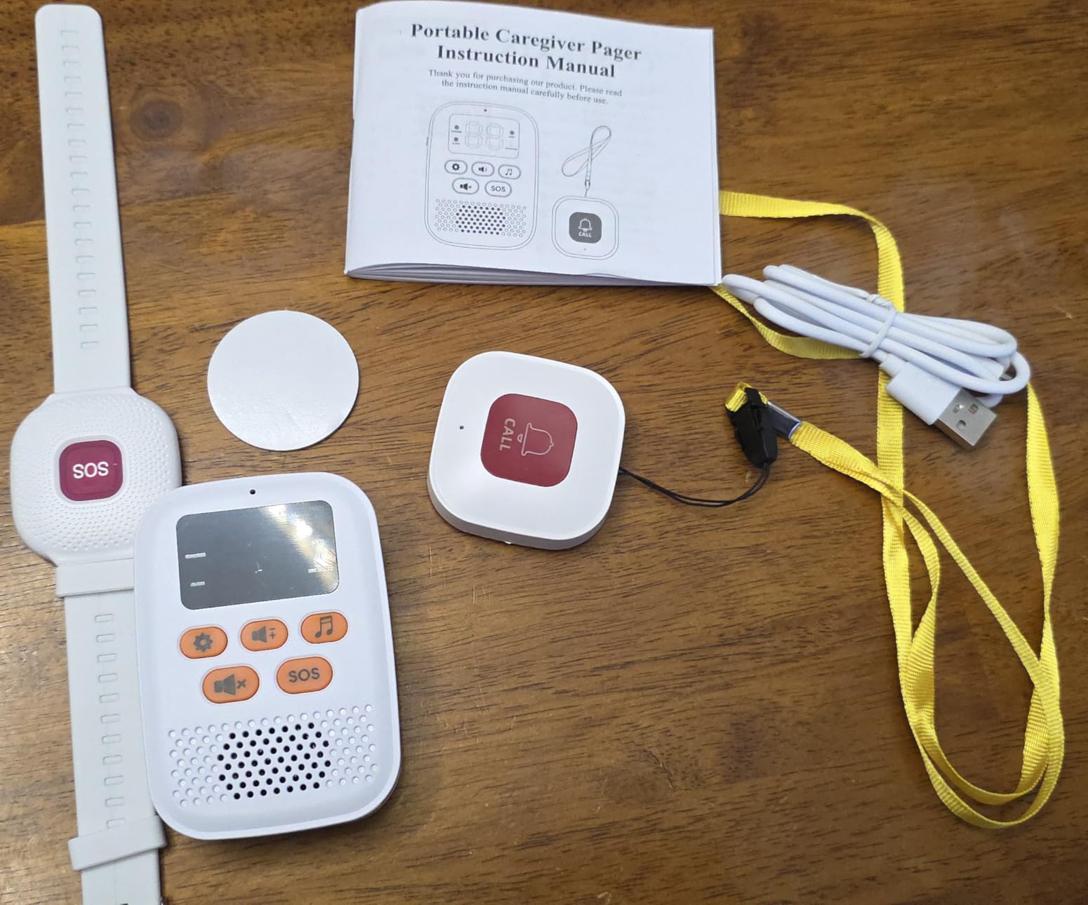 PILSAMAS Rechargeable Medical Alert System for Seniors No Monthly Fee, IP65 Waterproof Emergency Wristband & Necklace Call Button Set, Wireless Portable Caregiver Pager with LCD Display, Vibration customer photo 1