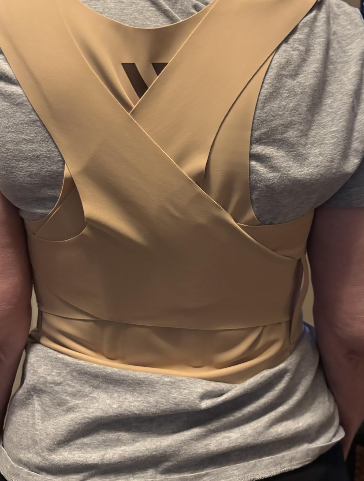 Vicorrect Adjustable Posture Corrector for Women: Comfortable Fit for Body Types - Invisible Under Clothes Wearable for Sitting and Exercise - Helps with Upper Back Shoulder Neck Pain (Beige, Medium) customer photo 1