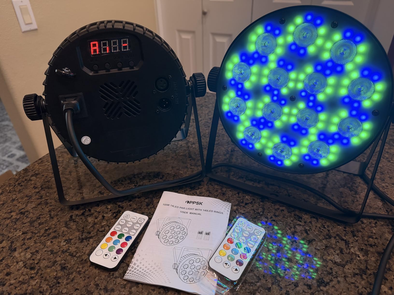 LED Stage Par Lights: 2Pack 100W Dual-Effect 10 Ring LED Surrounded 14 RGBW Par Can - Dimmable Sound Activated - Remote & DMX Control - Uplights for Wedding Party Club Bands Stage Lighting customer photo 1