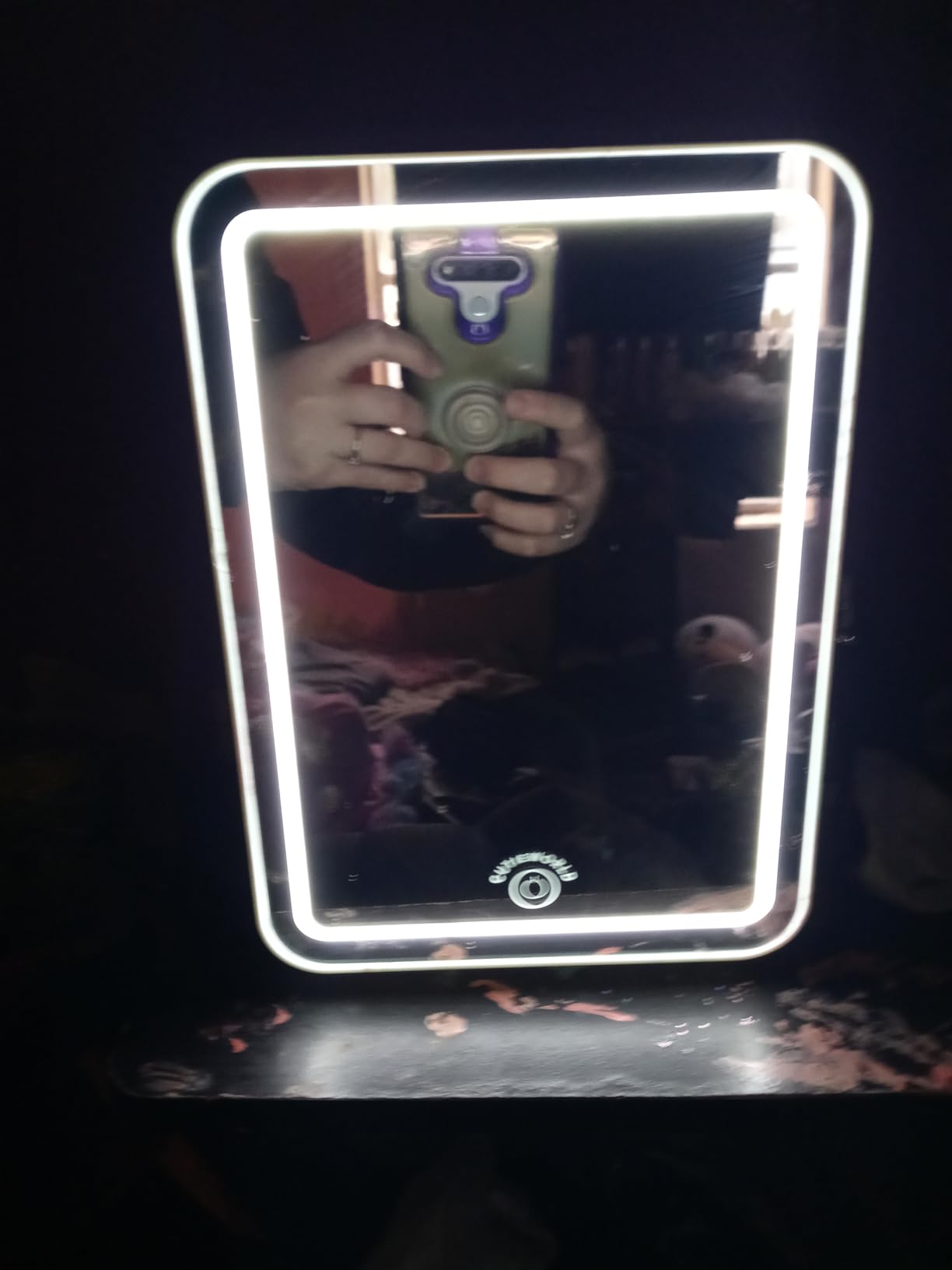 CUTIEWORLD Skincare Fridge with Dimmable LED Light Mirror, 4L Mini Fridge For Desktop, Travel or Cool & Heat, Makeup Fridge for Cosmetics, Skin Care and Food, Pink customer photo 1
