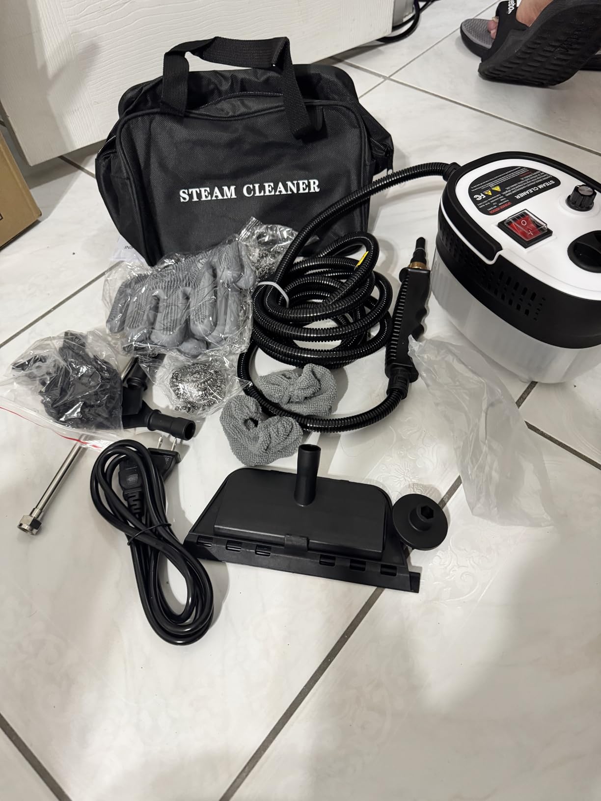 Steam Cleaner for Home & Car Detailing, 2500W High Pressure Portable Steamer with 6-Level Adjustable Steam, 15s Heat-Up, 9.8ft Long Hose, ANSI Z87.1 Goggles, 17-Pcs Kit for Tile, Grout, Hardwood customer photo 1