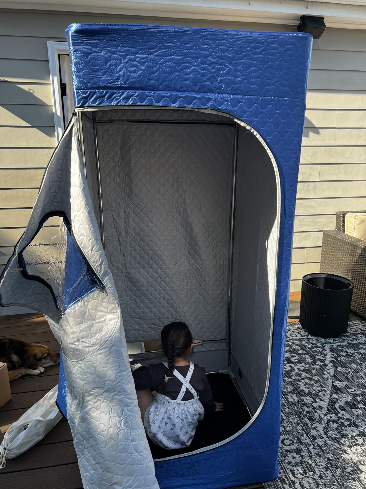 Portable Sauna for Home with 3L 1200W Steamer, Big Folding Chair, 99 Mins Timer, 9 Levels, Pernoanl Steam Sauna Tent Dual YKK Zippers for Home Spa Detoxification, 32' x32' x 71', Blue customer photo 1