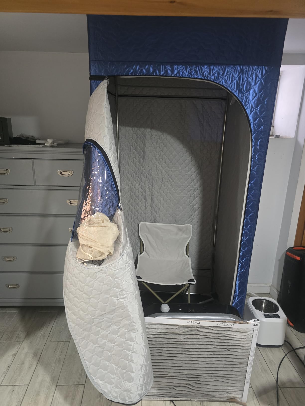 Portable Sauna for Home with 3L 1200W Steamer, Big Folding Chair, 99 Mins Timer, 9 Levels, Pernoanl Steam Sauna Tent Dual YKK Zippers for Home Spa Detoxification, 32' x32' x 71', Blue customer photo 2