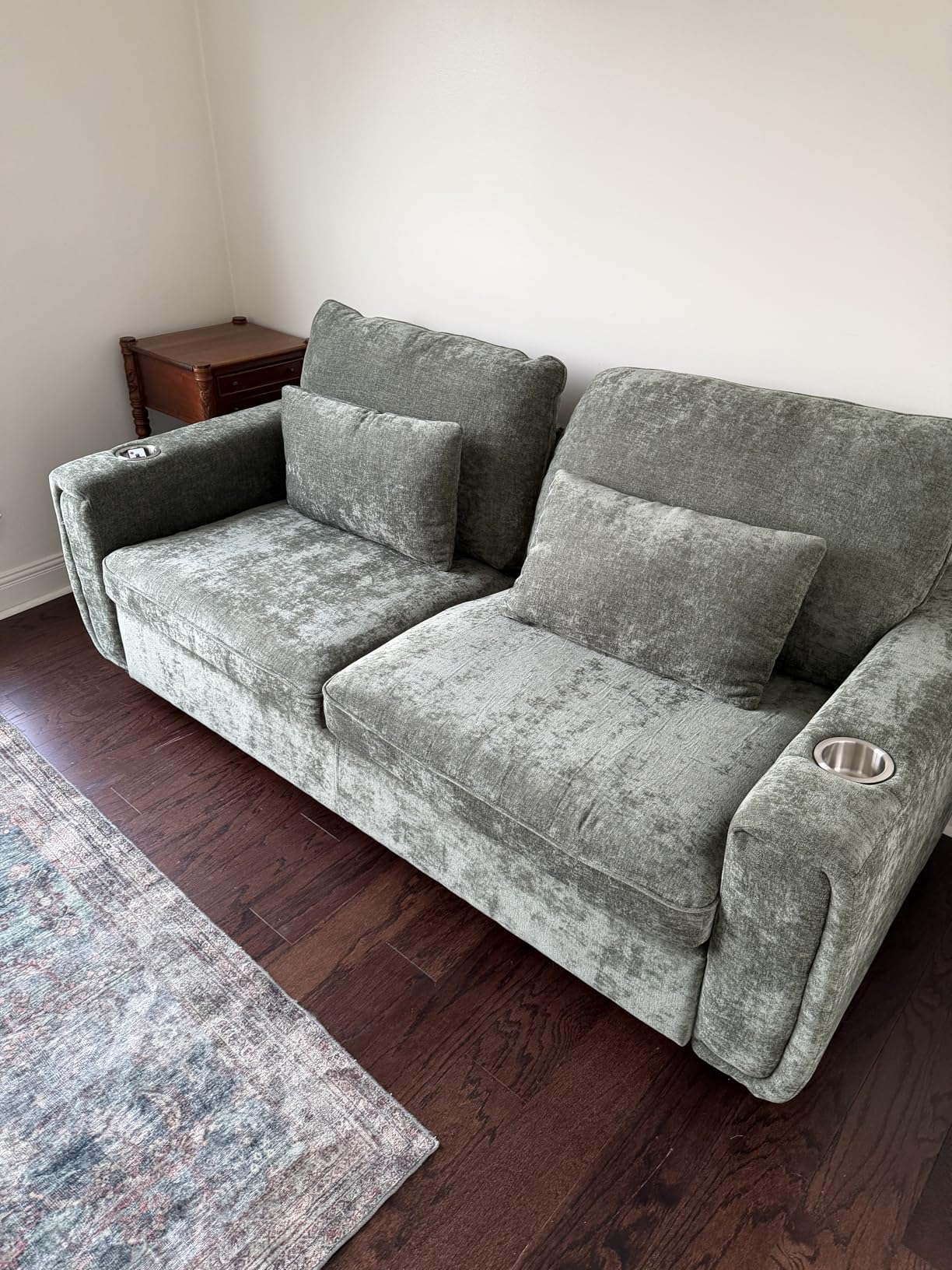 Pull Out Sofa Bed, No Cushion Removal, Queen Sleeper Sofa with USB Fast Charging, Memory Form Mattress, 2-in-1 Convertible Comfy Loveseat Couch Bed for RV, Apartment, and Small Spaces, Dark Grey customer photo 1