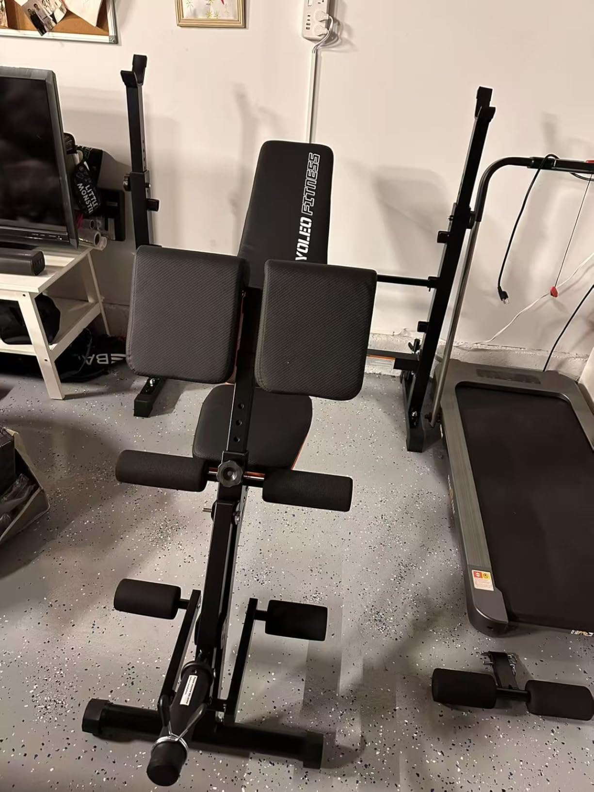 YOLEO 1+X Olympic Weight Bench with Upgraded Roman Chair/Preacher Curl/Leg Extension, Foldable 1870Lbs Wide Bench Press Rack with Ergonomic Support Backrest for Heavy Lifters for Home Gym customer photo 2