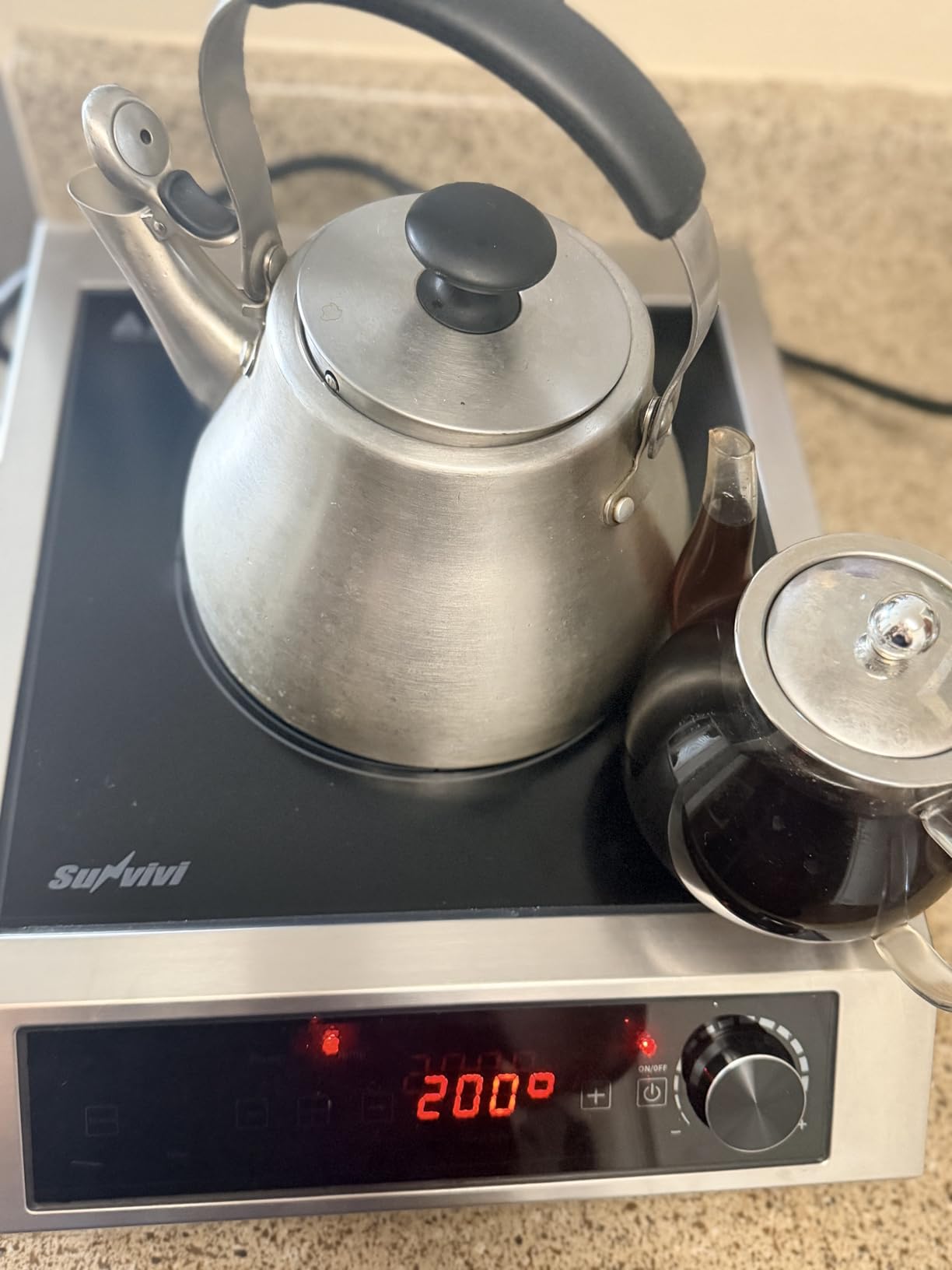 Sunvivi Portable Induction Cooktop: 2 Burners in 1, Commercial-Grade Electric Countertop Stove with LED Touchscreen, 8 Power Levels & Precise Temp Control (176°F-518°F), Independent Timer, Black customer photo 1