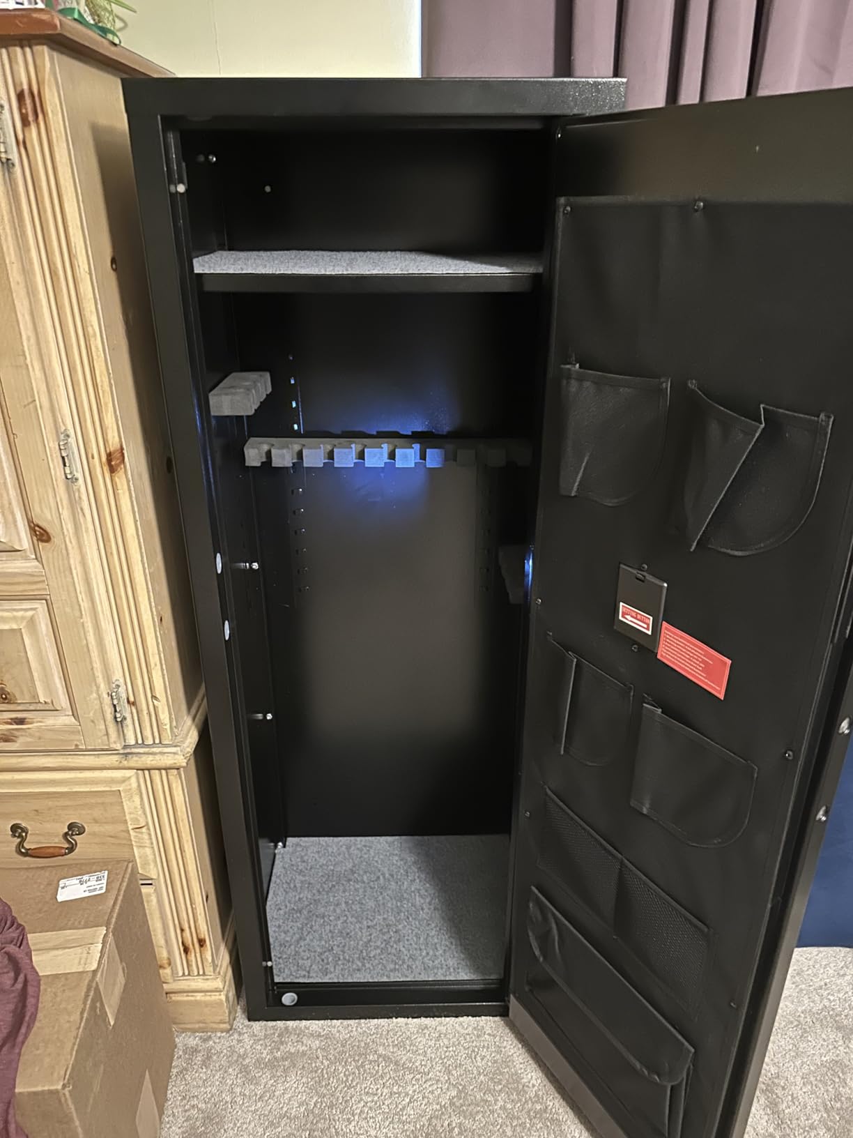 Bonusall 10-15 Gun Safe with Keyboard, Quick Access Rifle Gun Safe, Fireproof Gun Cabinet for Rifles with 4 Short Gun Pockets and Adjustable Rifle Rack for Home, Garage, Hunter Cabin - Black customer photo 2