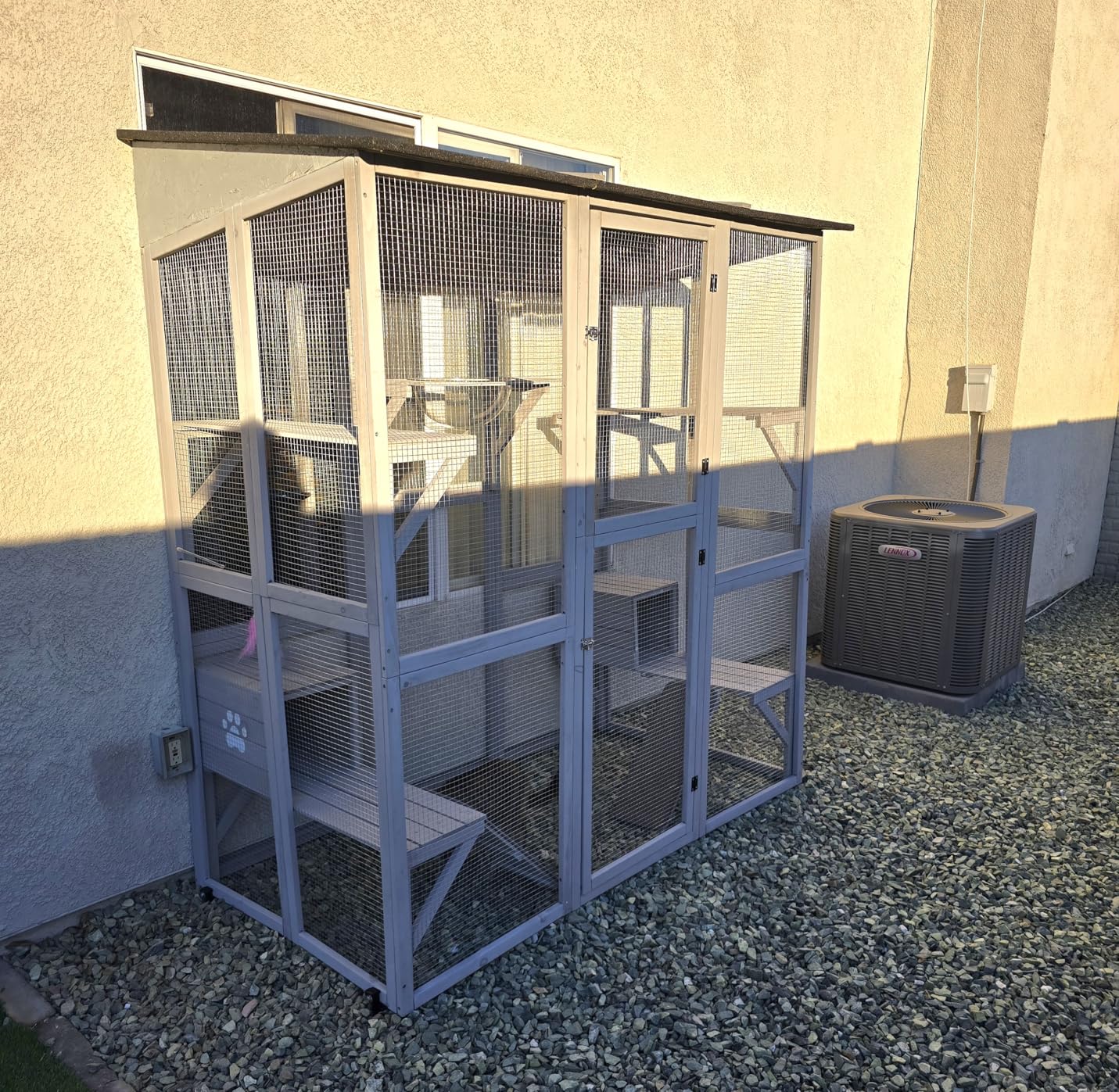 YITAHOME 94 Inch Outdoor Cat Enclosure, Extra Large Outdoor Cat House for Multiple Cats, Metal Cat Cage with Weatherproof Roof, 7 Platforms, 2 Resting Box and Cat Hammock Bed customer photo 2