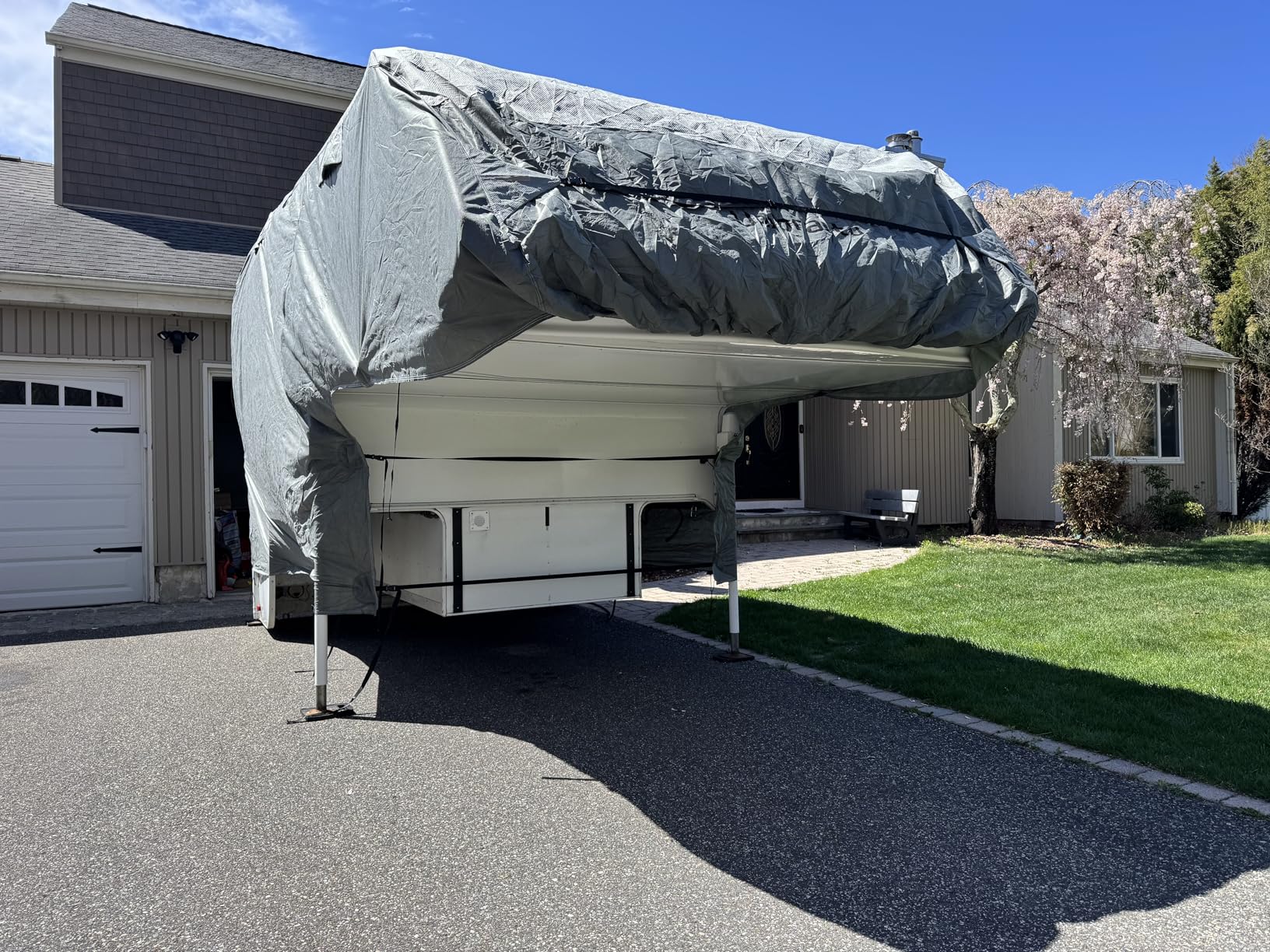 Umbrauto RV Cover 27-30ft: 7 Layers Travel Trailer Cover, Waterproof Camper Cover, Toy Hauler Cover with Tongue Jack Cover, Extra Windproof Ropes, Gutter Covers customer photo 2