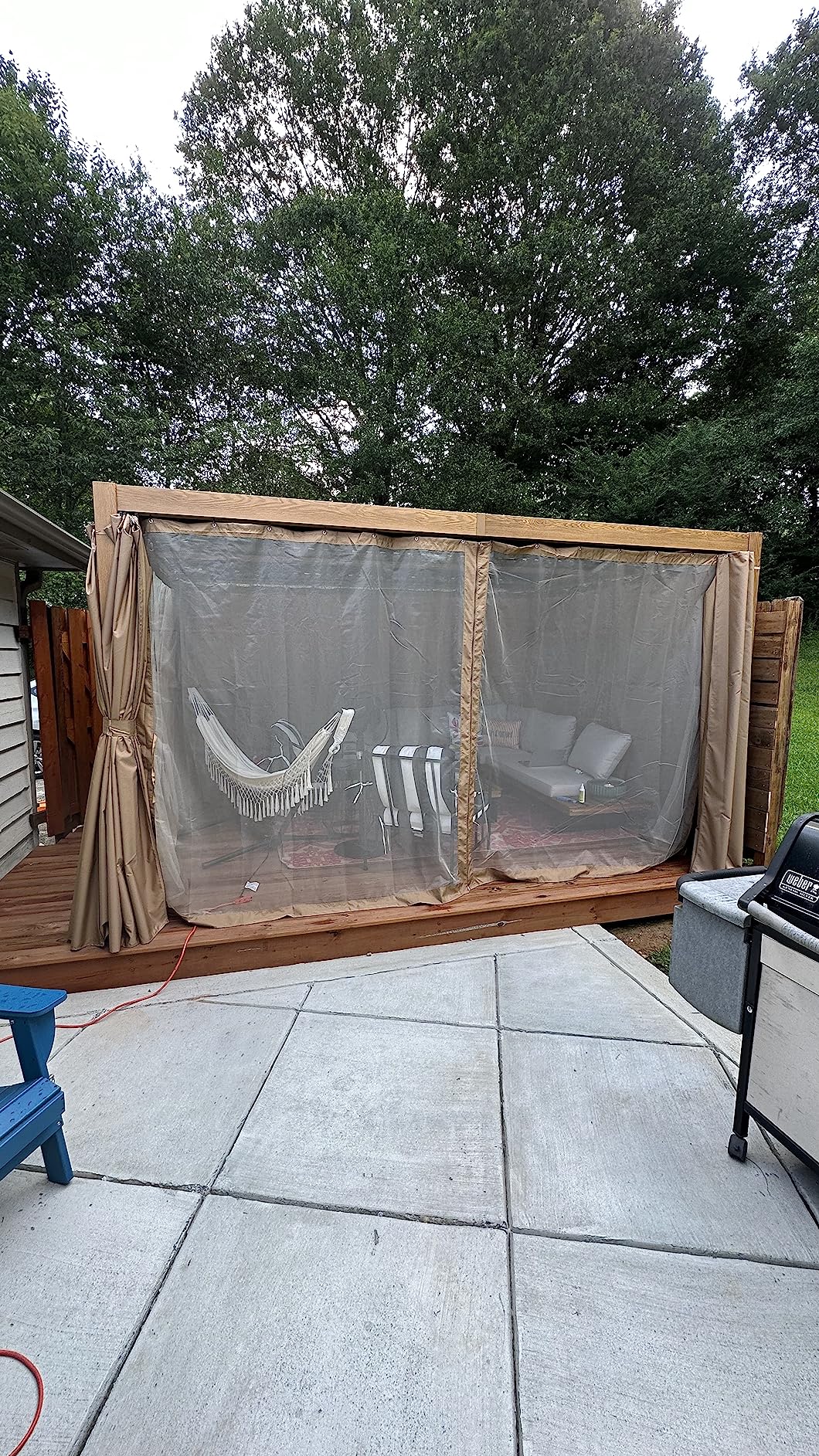 HAPPATIO Louvered Pergola 10' x13' Outdoor, Woodgrain-Look Aluminum Frame with Adjustable Rainproof Roof, Patio Pergola with Curtains and Mosquito Nets, Aluminum Frame for Patio, Backyard, Deck customer photo 2