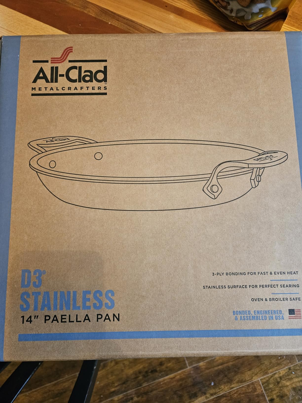 All-Clad D3 Stainless Steel 14 inch Paella Pan - Made in the USA - The Original Bonded Professional Cookware - Oven Safe & Induction Compatible customer photo 1