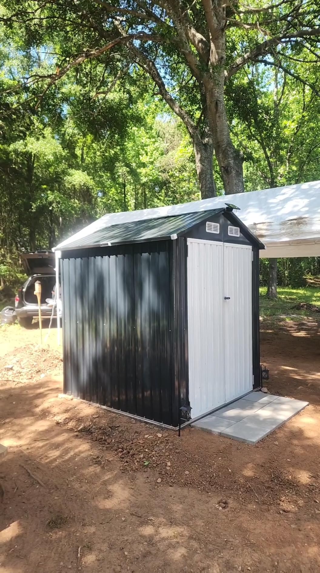 IRONCK 10x8FT Storage Shed, Outdoor Tool Shed with Lockable Doors and Breathable Vent, Outside Metal Garden Storage for Poolside, Backyard, Patio, Dark Blue customer photo 1
